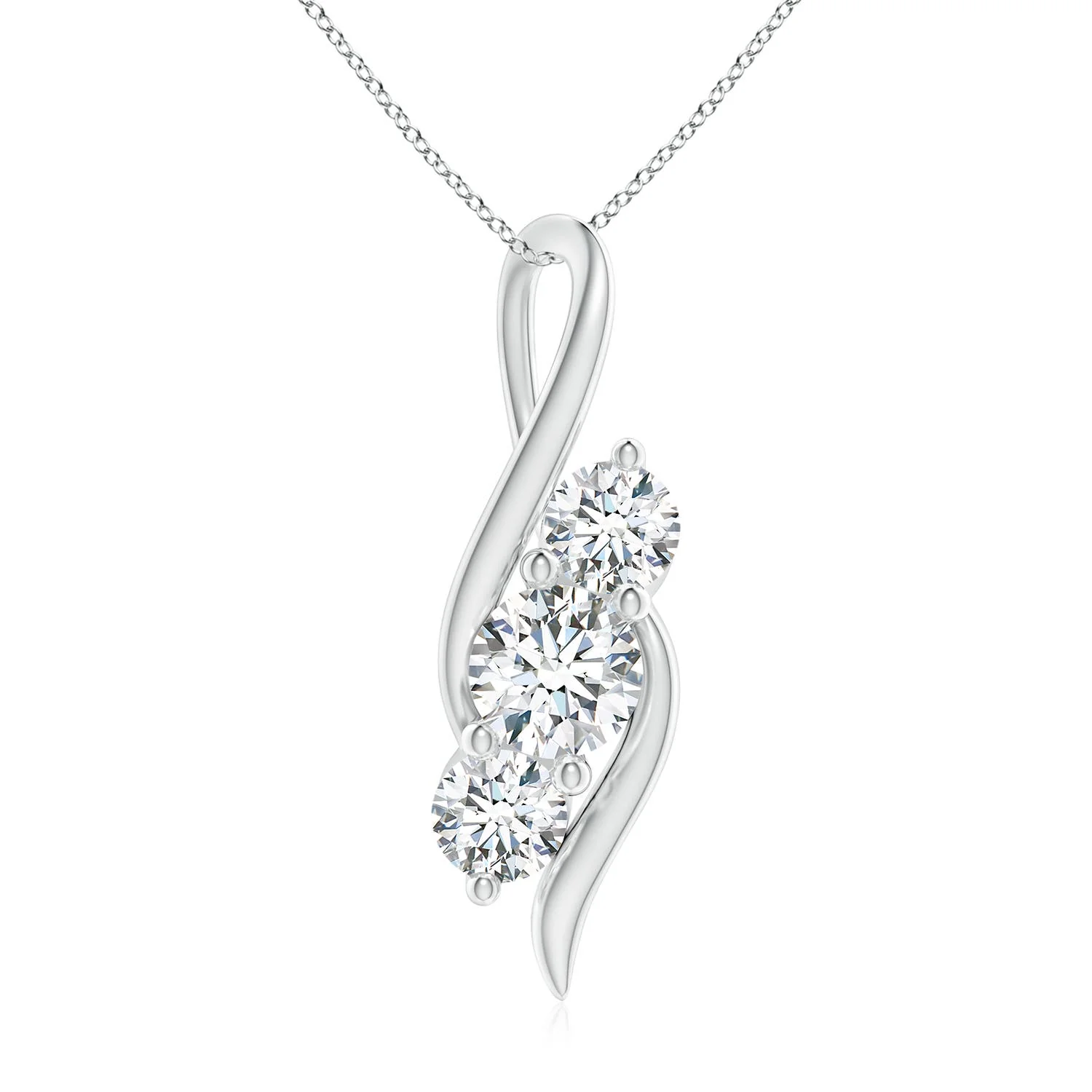 3.6 CTW Classic Trio Round Sapphire Necklace in 14K Yellow Gold - Image 10