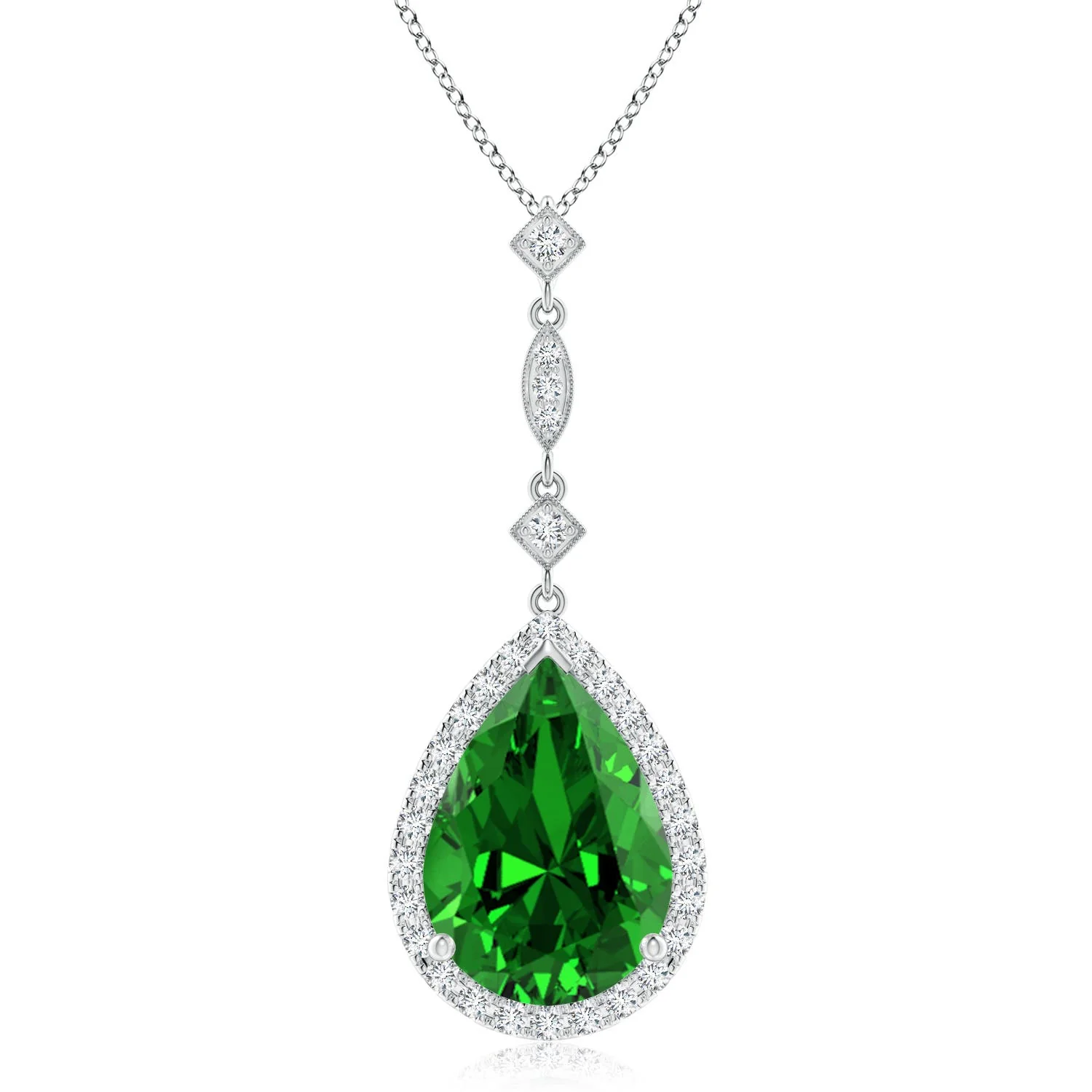 1.37 CTW Inverted Pear Ruby Necklace with Diamonds in 14K Yellow Gold - Image 5