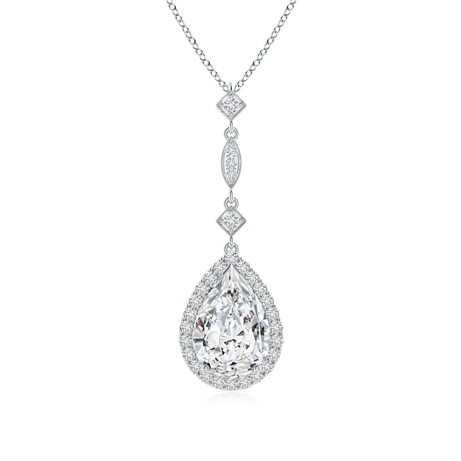 9.43 CTW Inverted Pear Sapphire Necklace with Diamonds in 18K Yellow Gold - Image 2