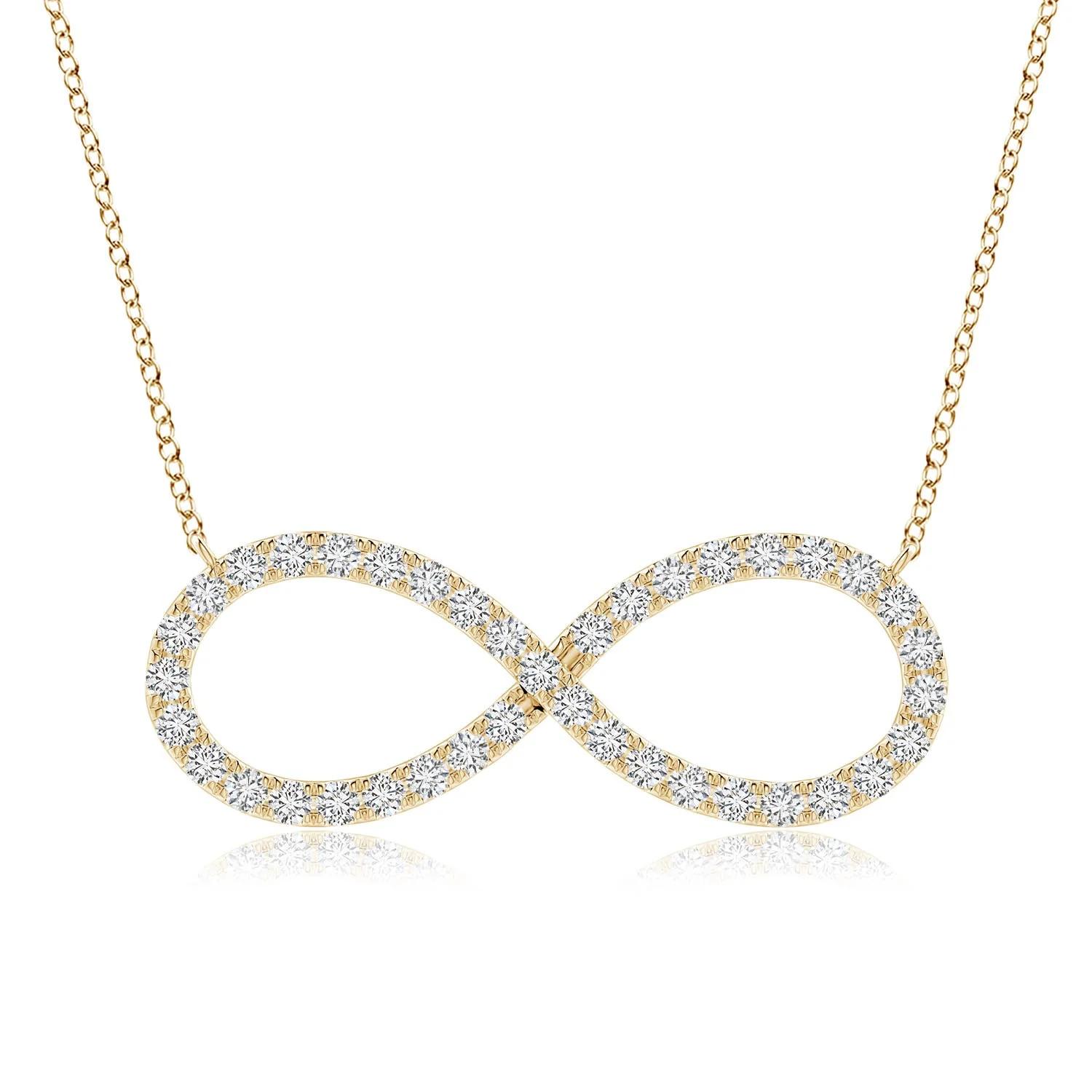 0.98 CTW U-Pave Set Diamond Sideways Infinity Pendant Necklace in 14K Yellow Gold - Image 5
