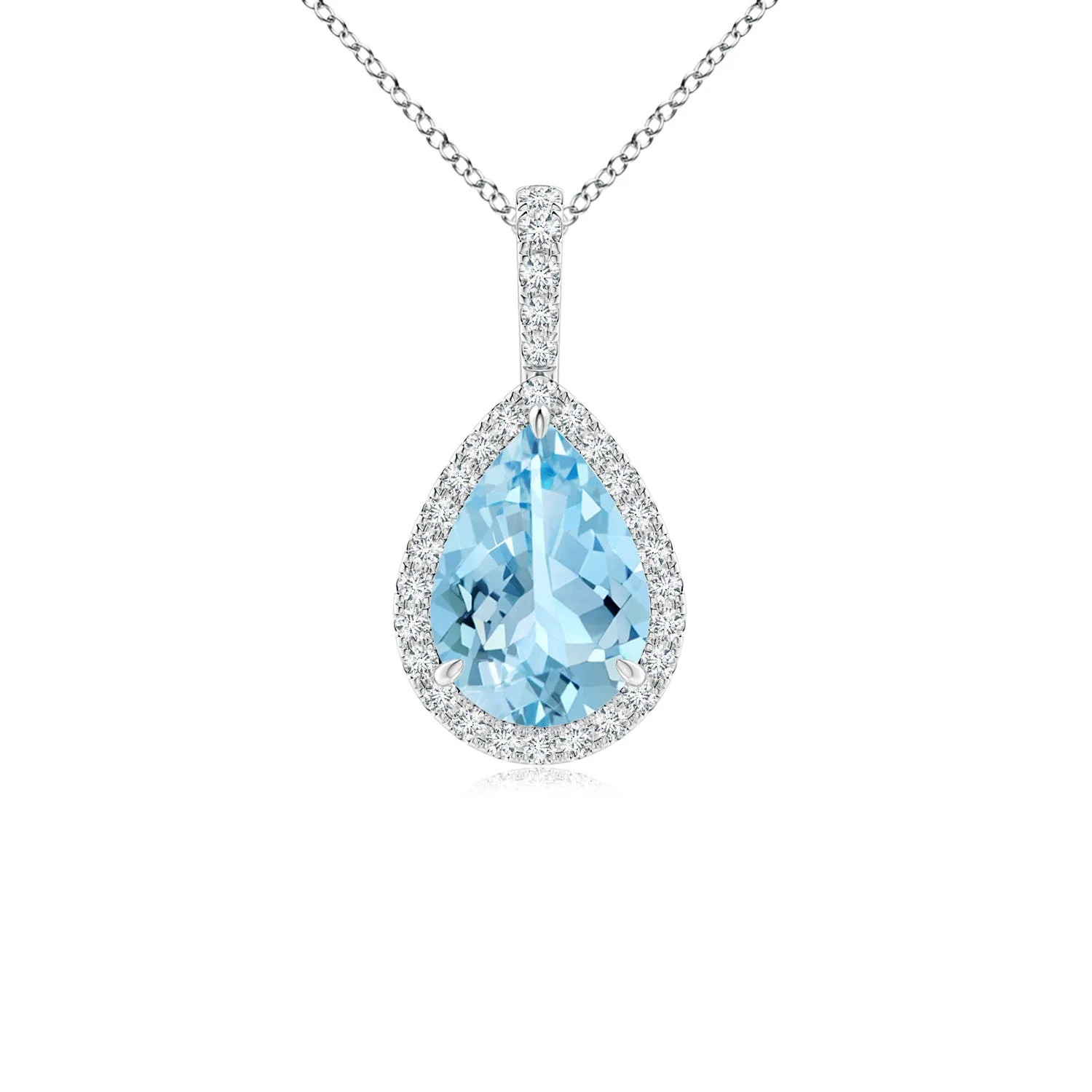 2.95 CTW Cushion Peridot Pendant with Diamond Leaf Bale in 18K White Gold - Image 2