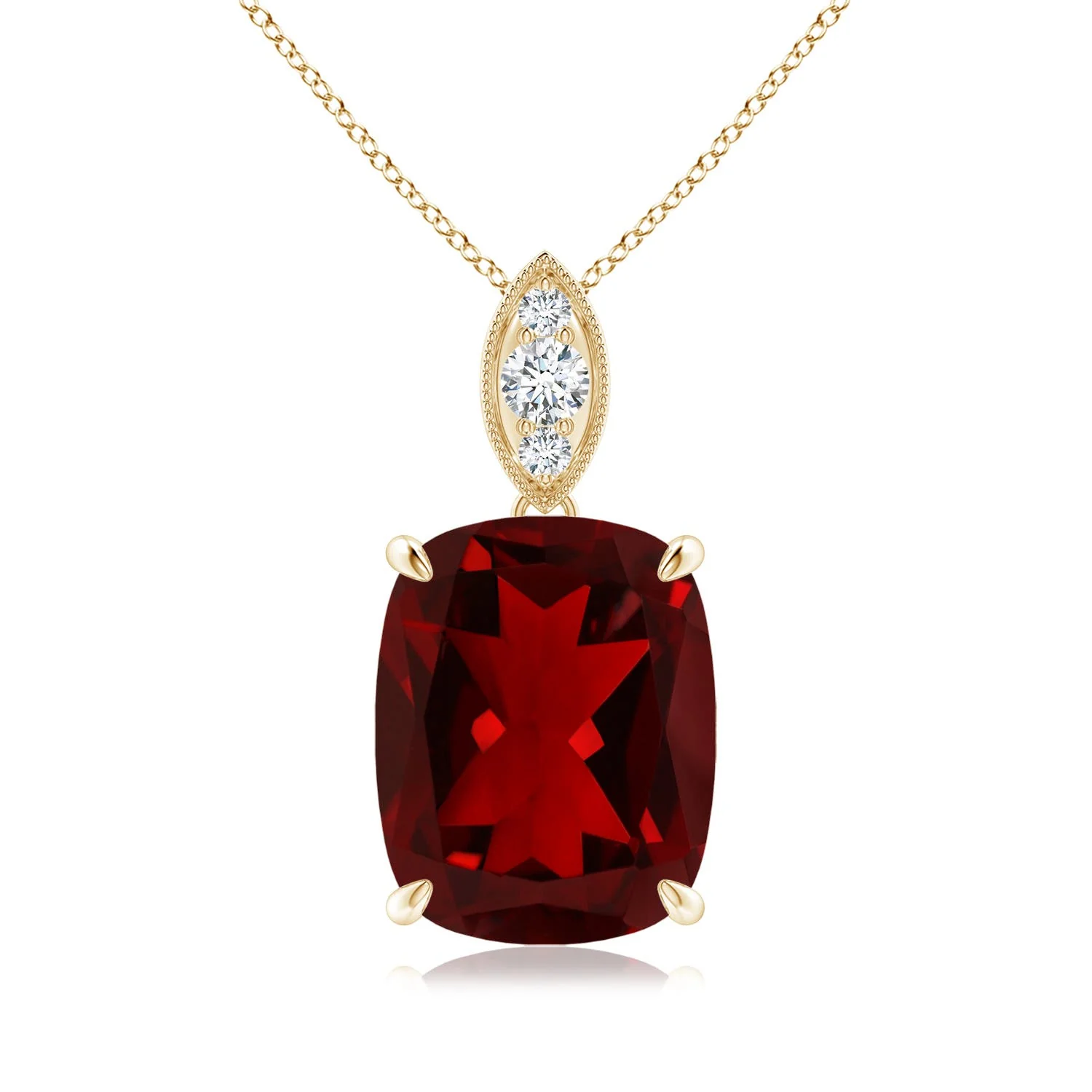 2.65 CTW Cushion Tanzanite Pendant with Diamond Leaf Bale in 18K White Gold - Image 5