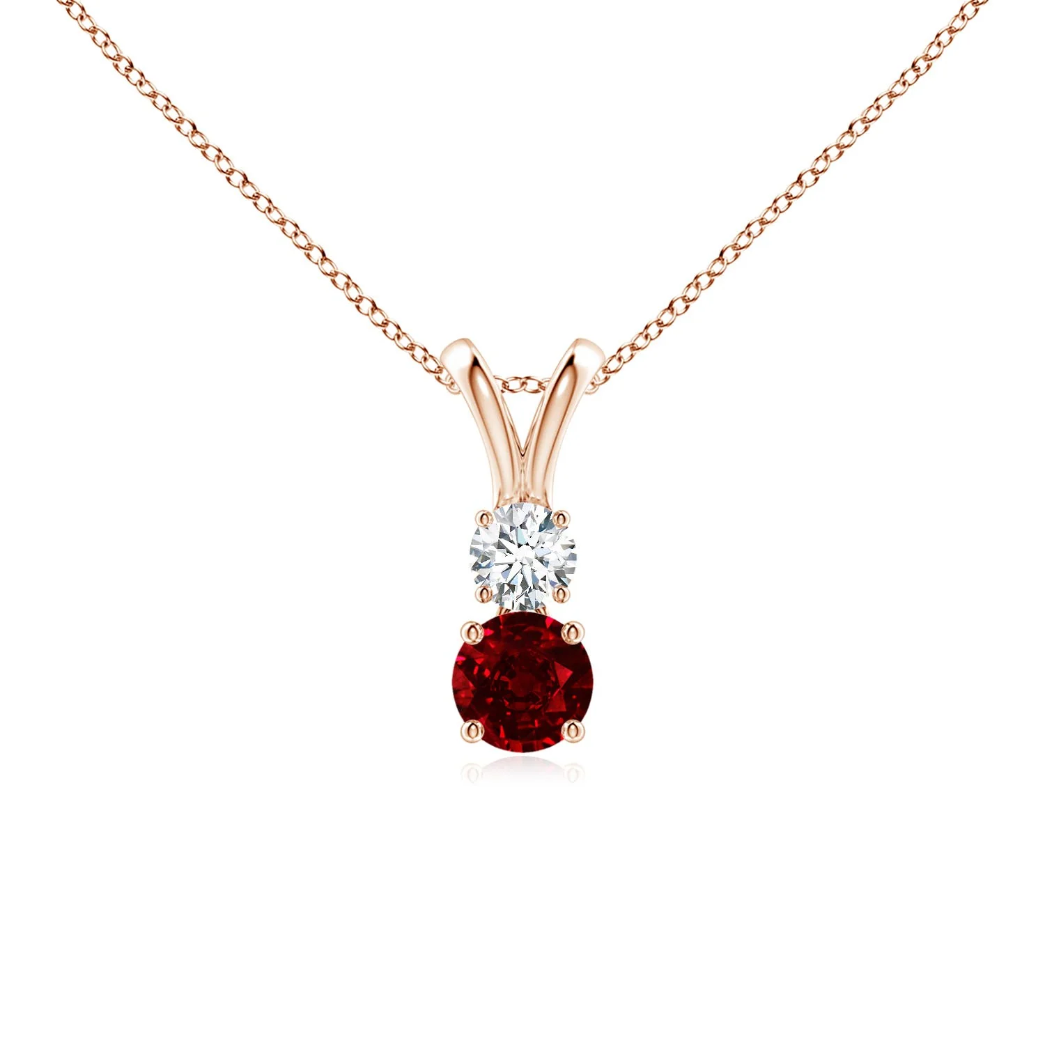 1.0 CTW Bezel-Set Round Rose Quartz Lariat Style Necklace in 14K Yellow Gold - Image 8