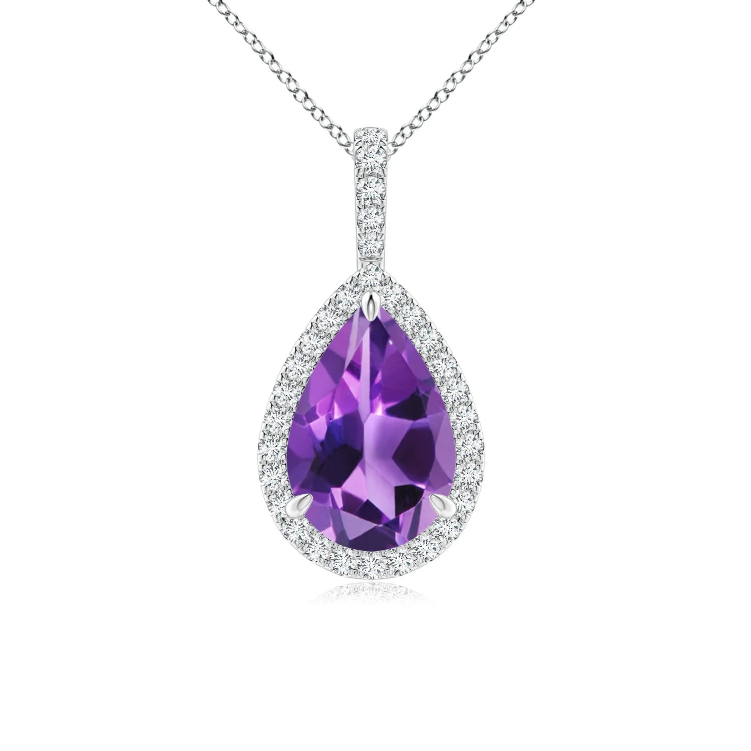 2.37 CTW East-West Amethyst Pendant with Diamond Bale in 18K White Gold - Image 9