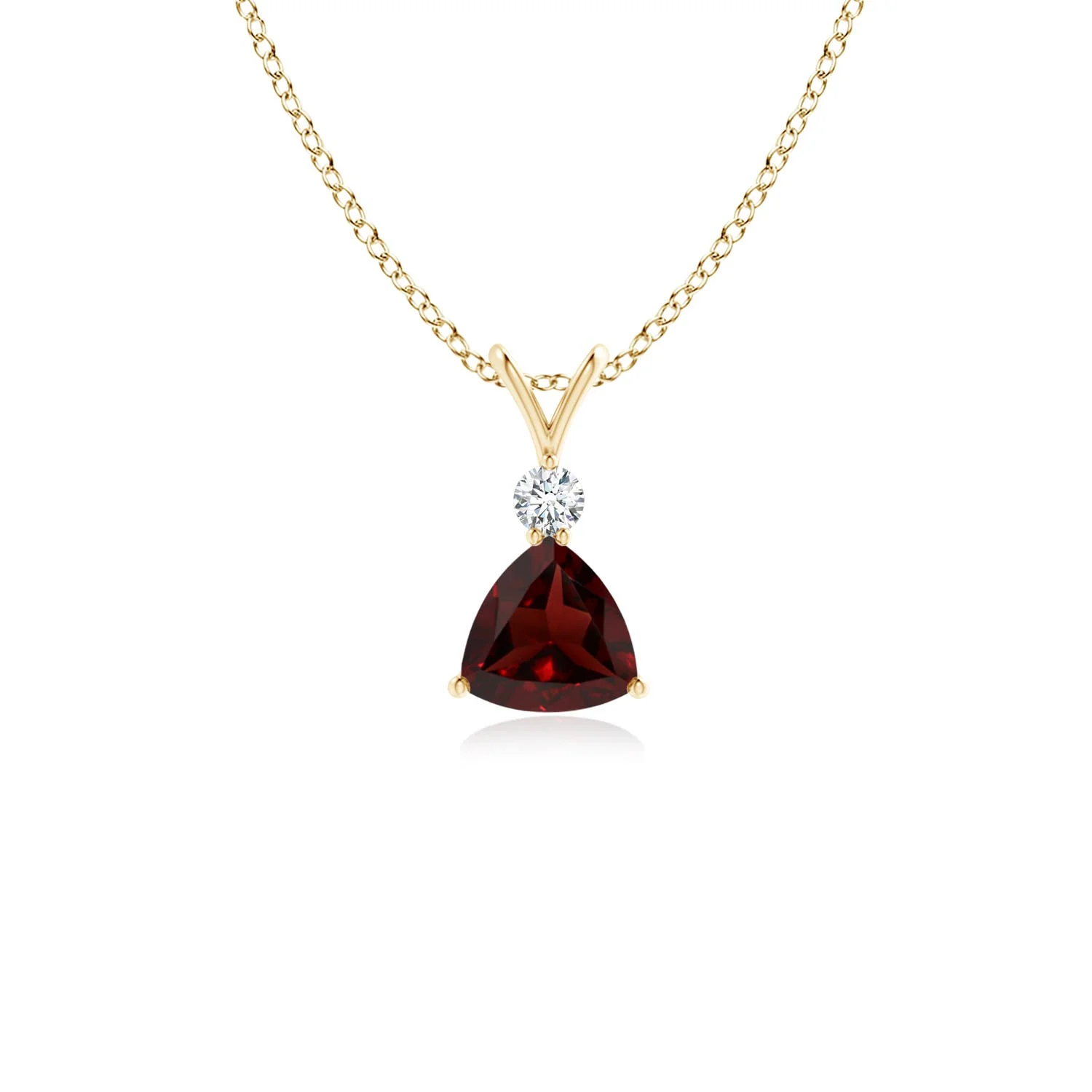 0.85 CTW Claw-Set Trillion Garnet Solitaire Pendant in 14K Yellow Gold - Image 6