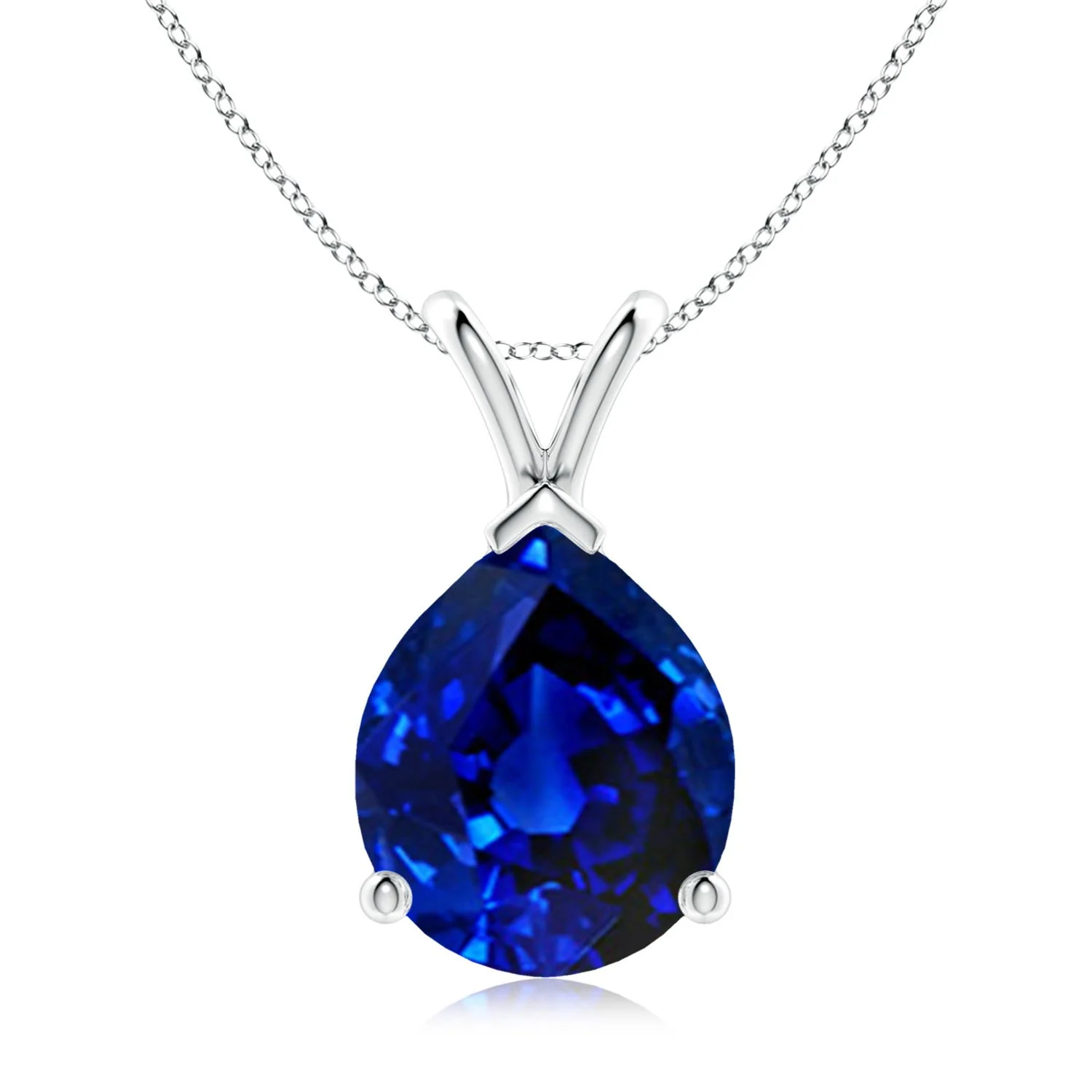 5.68 CTW Cushion Blue Sapphire Halo Pendant with Filigree in 18K White Gold - Image 9