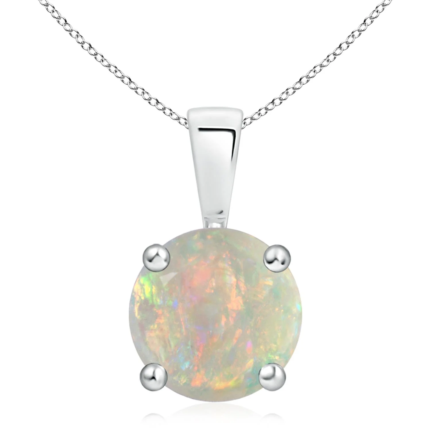 0.91 CTW Oval Opal Ellipse Halo Pendant in Platinum - Image 4