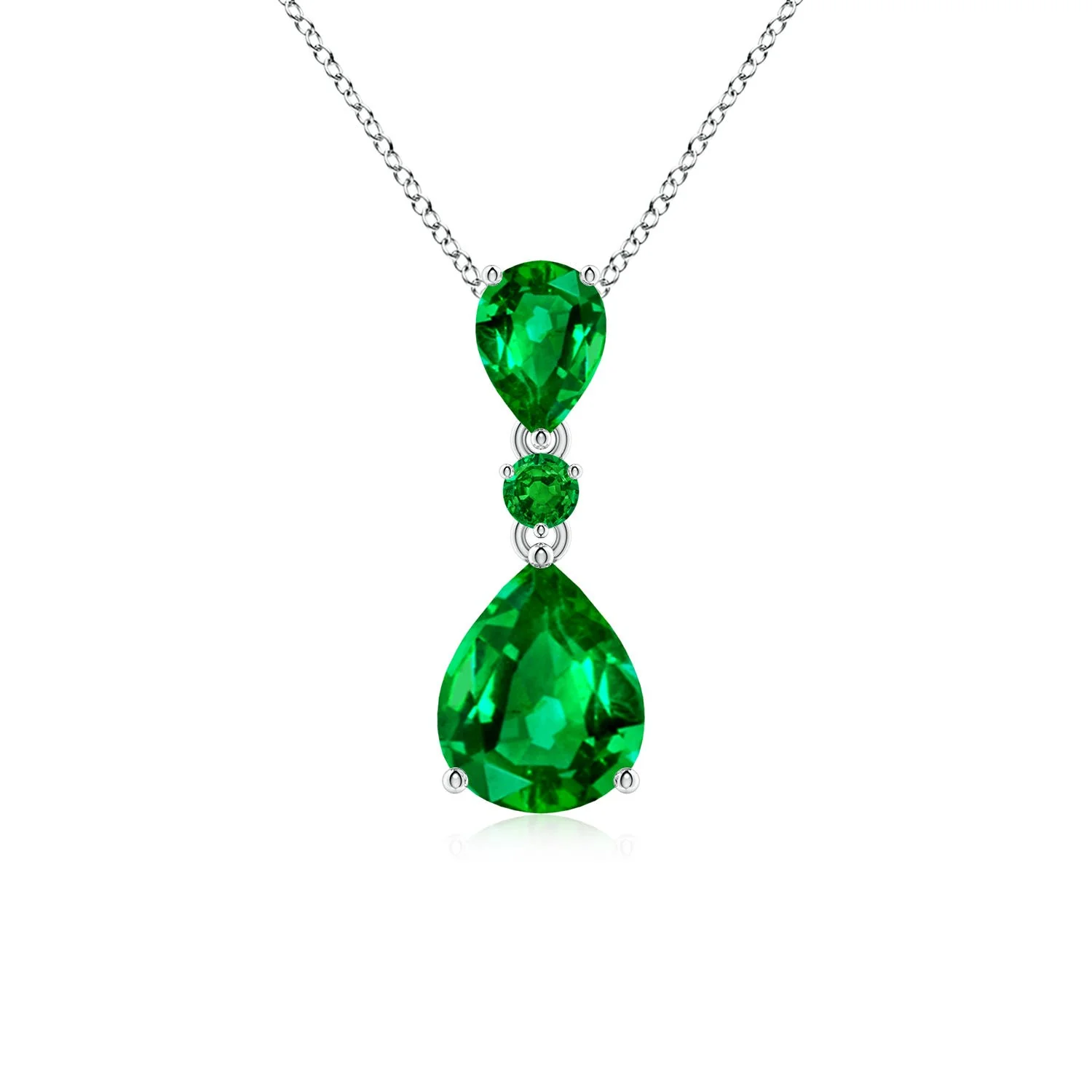 0.51 CTW Prong-Set Round Fancy Intense Blue Diamond Halo Pendant in 18K White Gold - Image 4
