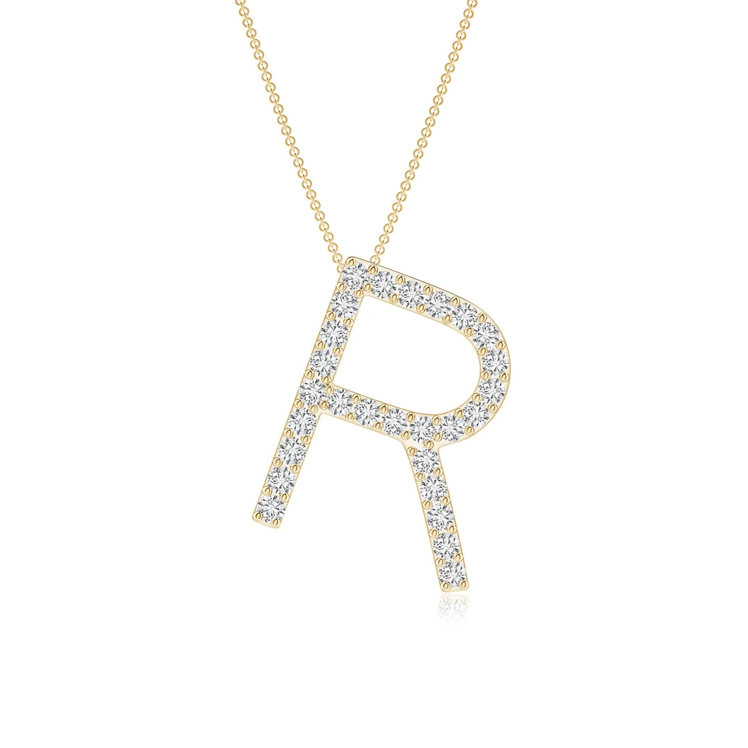 1.2 MM Prong-Set Diamond Capital "B" Initial Pendant in 18K Yellow Gold - Image 4