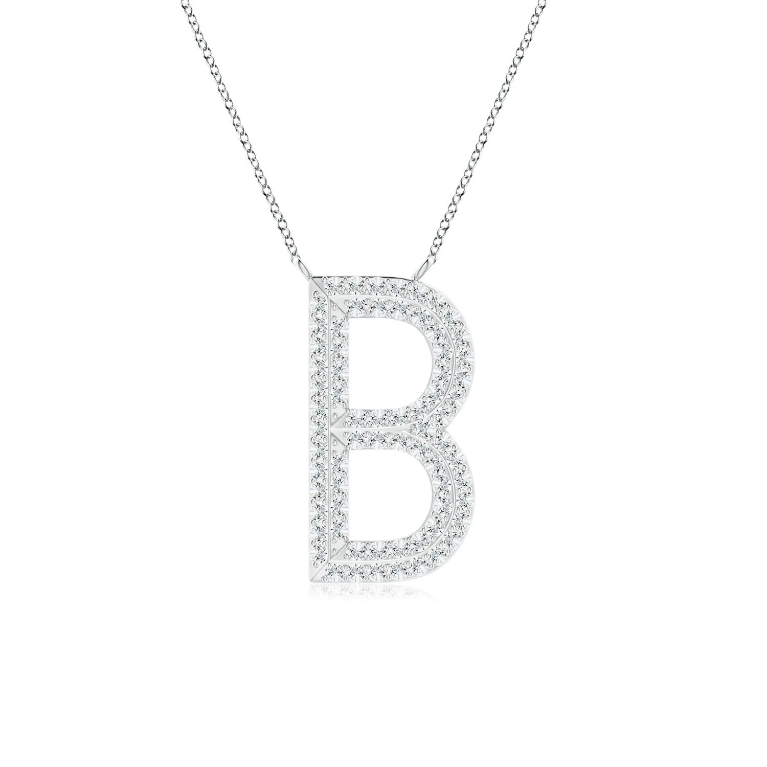 1.2 MM Prong-Set Diamond Capital "H" Initial Pendant in 18K White Gold - Image 6