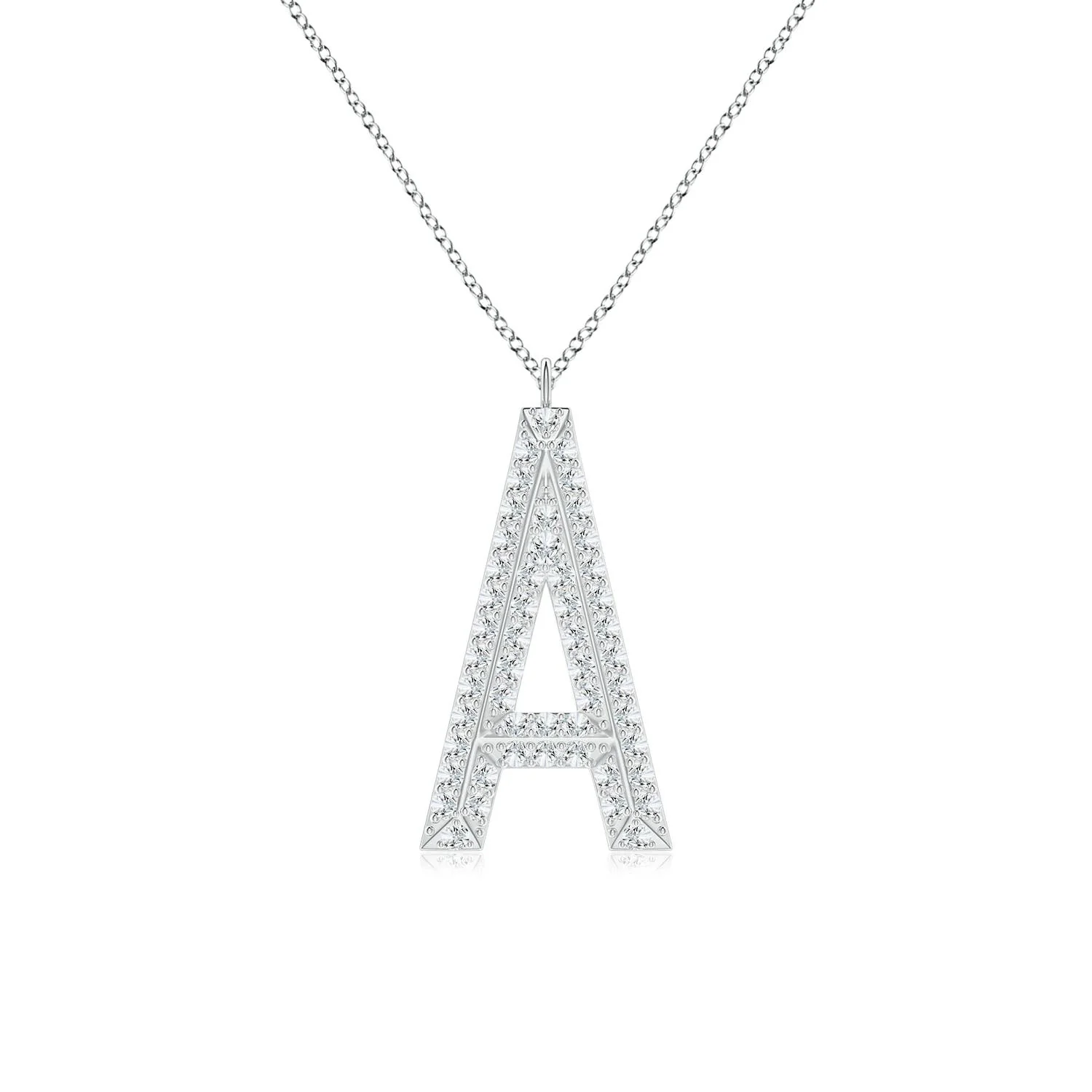 1.2 MM Prong-Set Diamond Capital "I" Initial Pendant in 18K Rose Gold - Image 5
