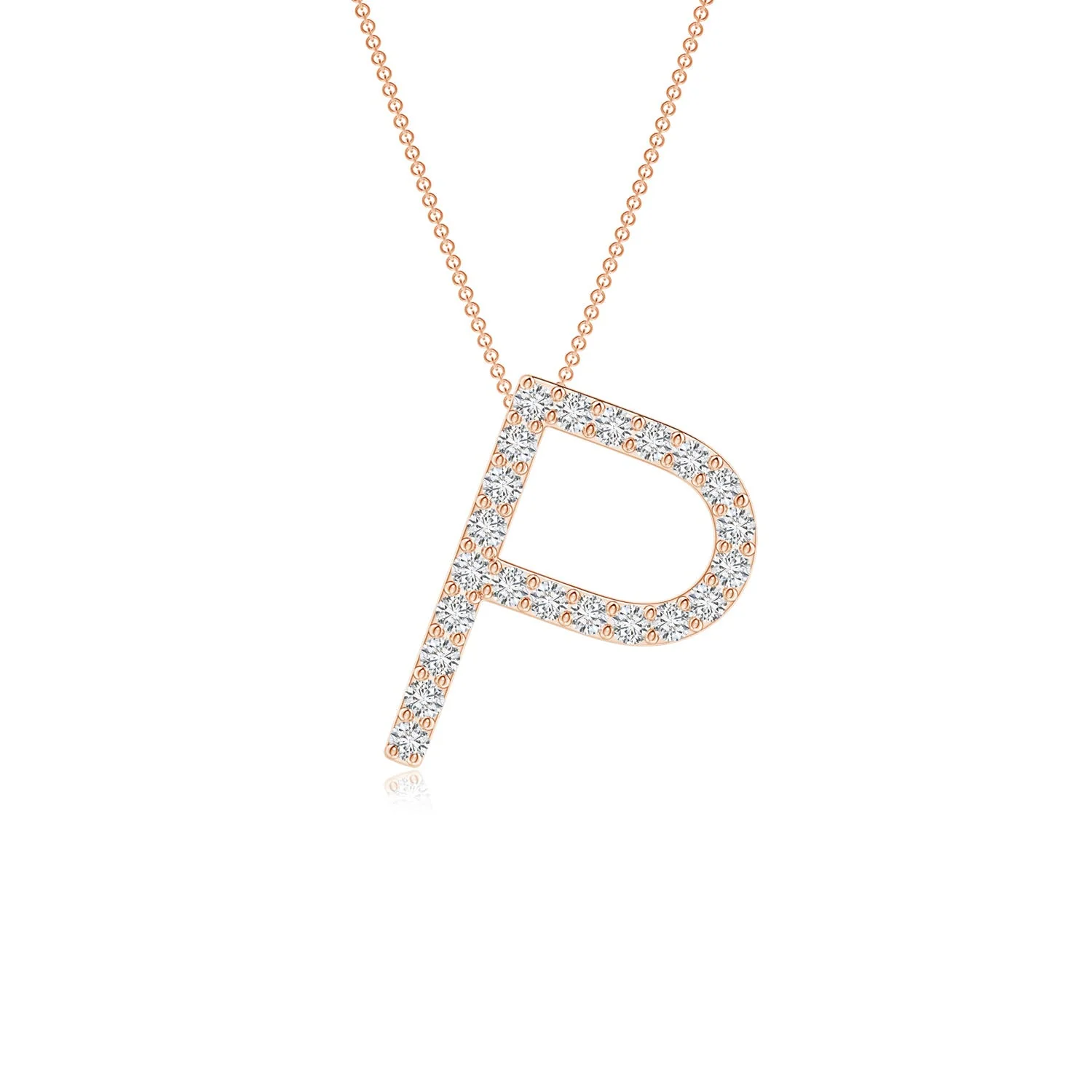 1.2 MM Prong-Set Diamond Capital "I" Initial Pendant in 18K Rose Gold - Image 7