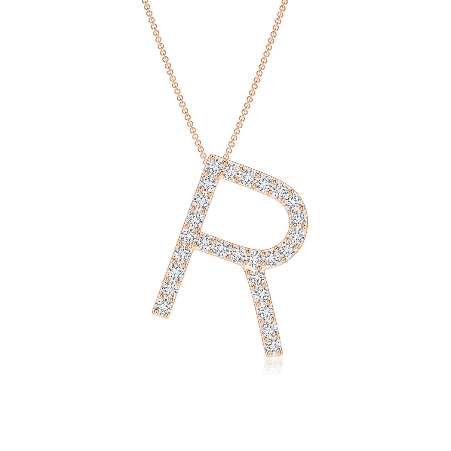 1.2 MM Prong-Set Diamond Capital "J" Initial Pendant in 18K Rose Gold - Image 6