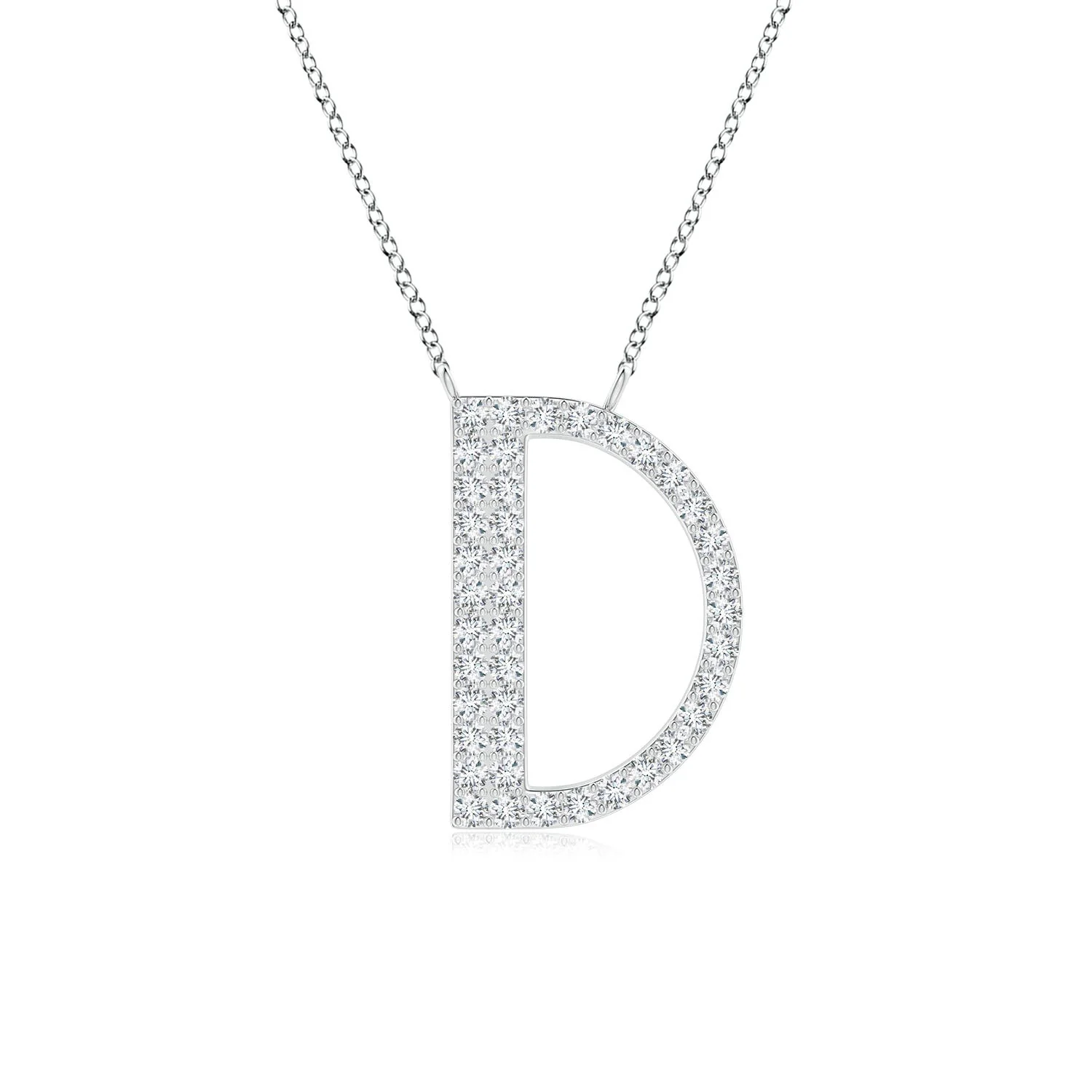 1.2 MM Prong-Set Diamond Capital "K" Initial Pendant in 18K White Gold - Image 6