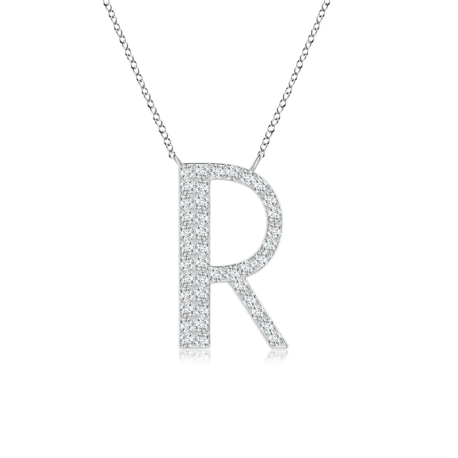 1.3 MM Prong-Set Diamond Capital "N" Initial Pendant in 18K White Gold - Image 8