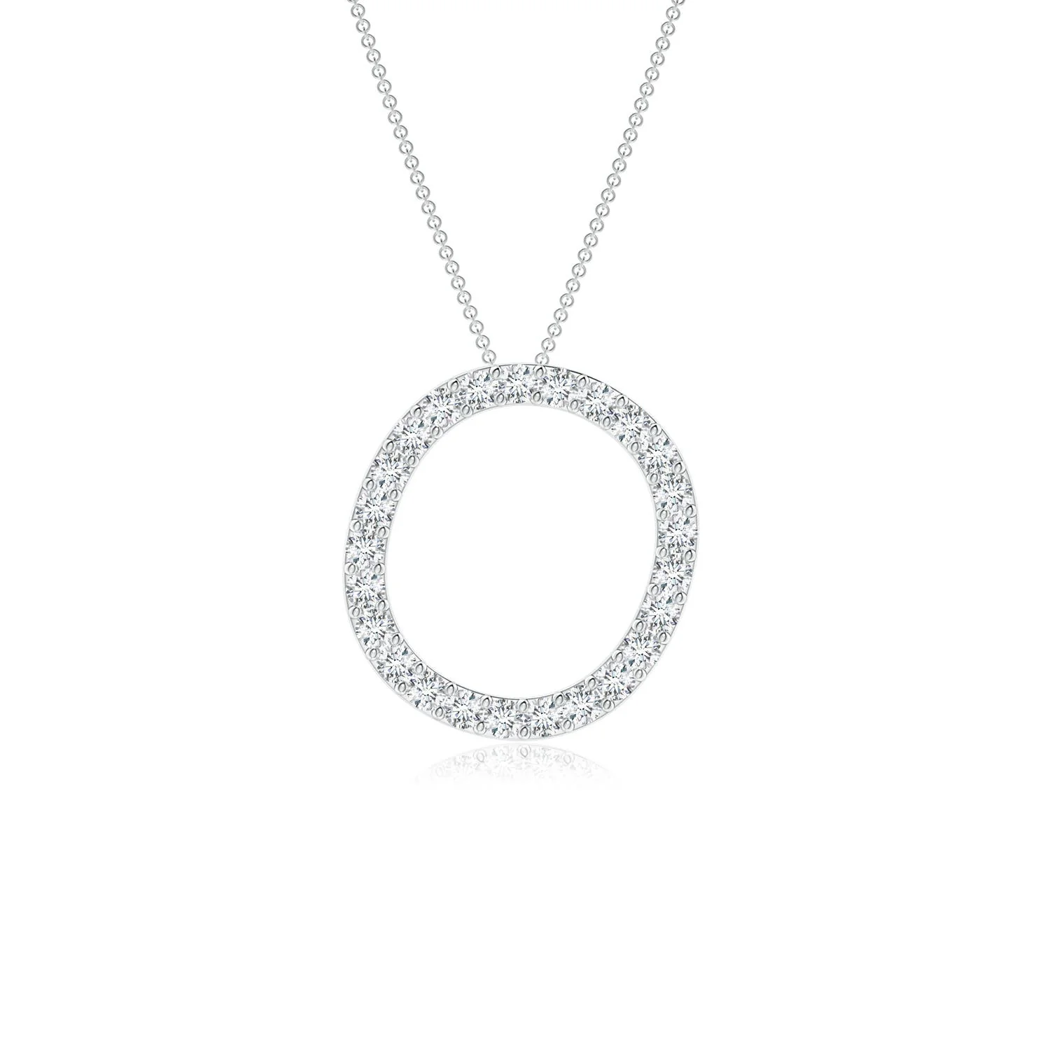 1.2 MM Prong-Set Diamond Capital "O" Initial Pendant in 18K White Gold - Image 8