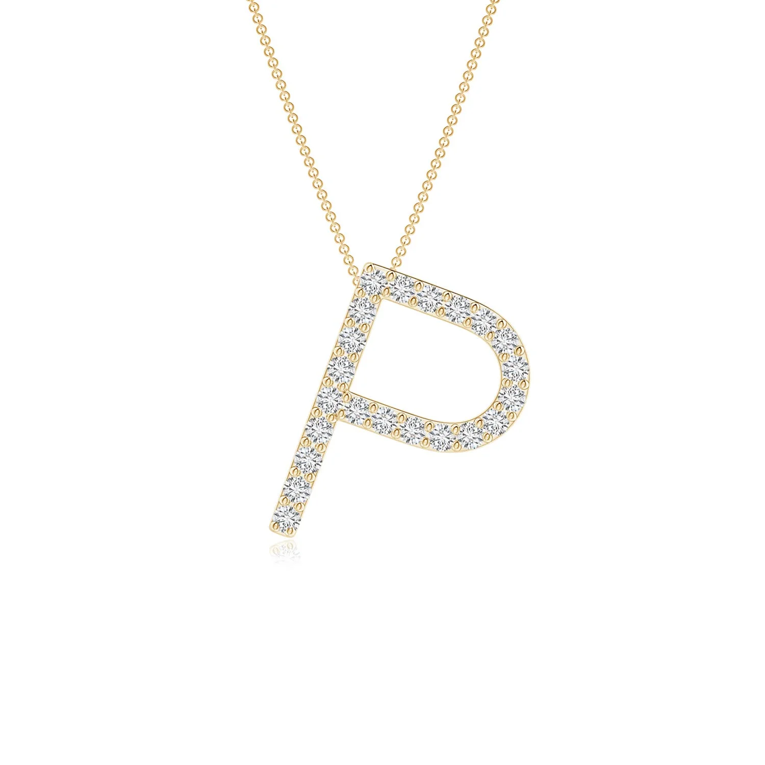 1.2 MM Prong-Set Diamond Capital "O" Initial Pendant in 18K Yellow Gold - Image 7
