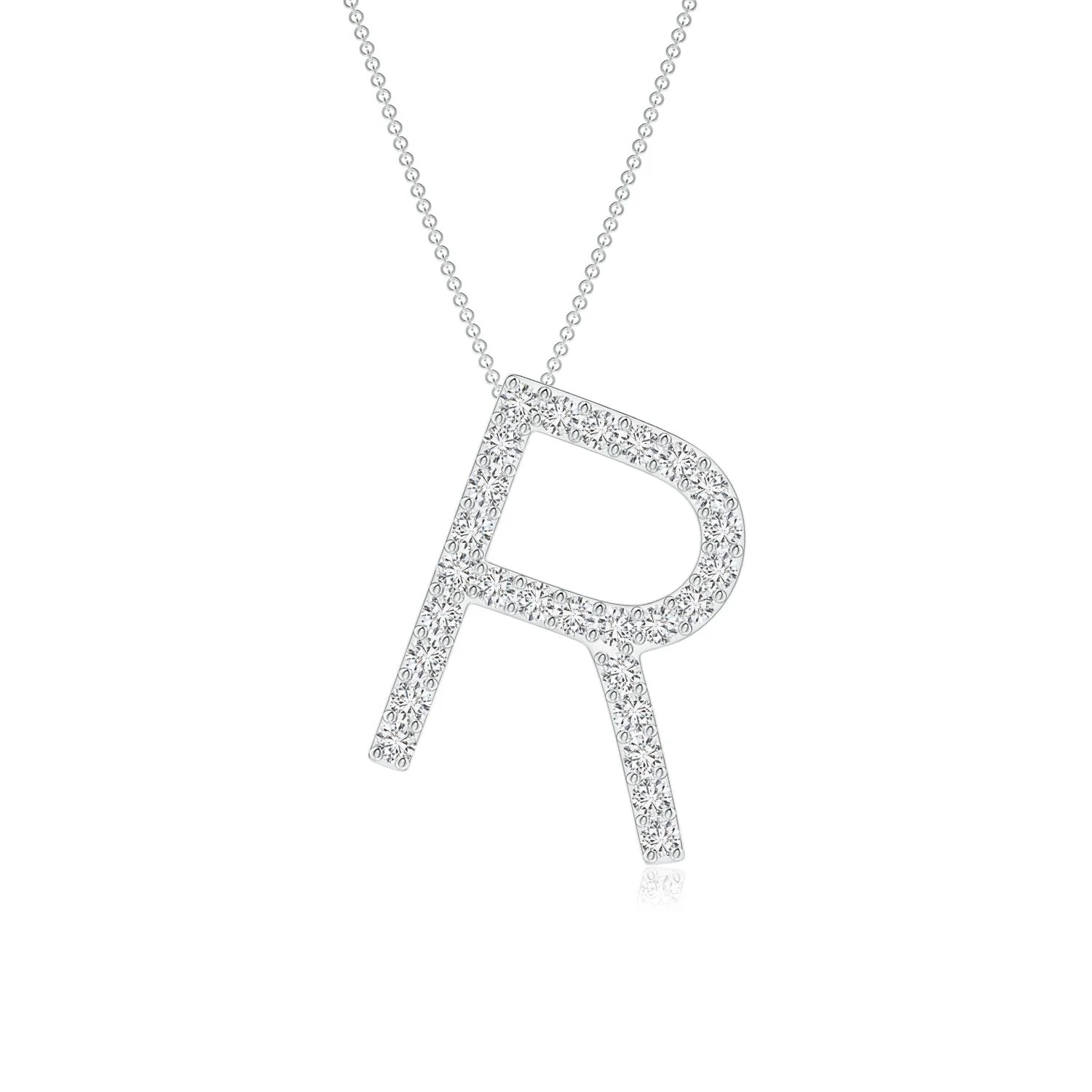 0.28 CTW Prong-Set Diamond Capital "W" Initial Pendant in 18K White Gold - Image 2