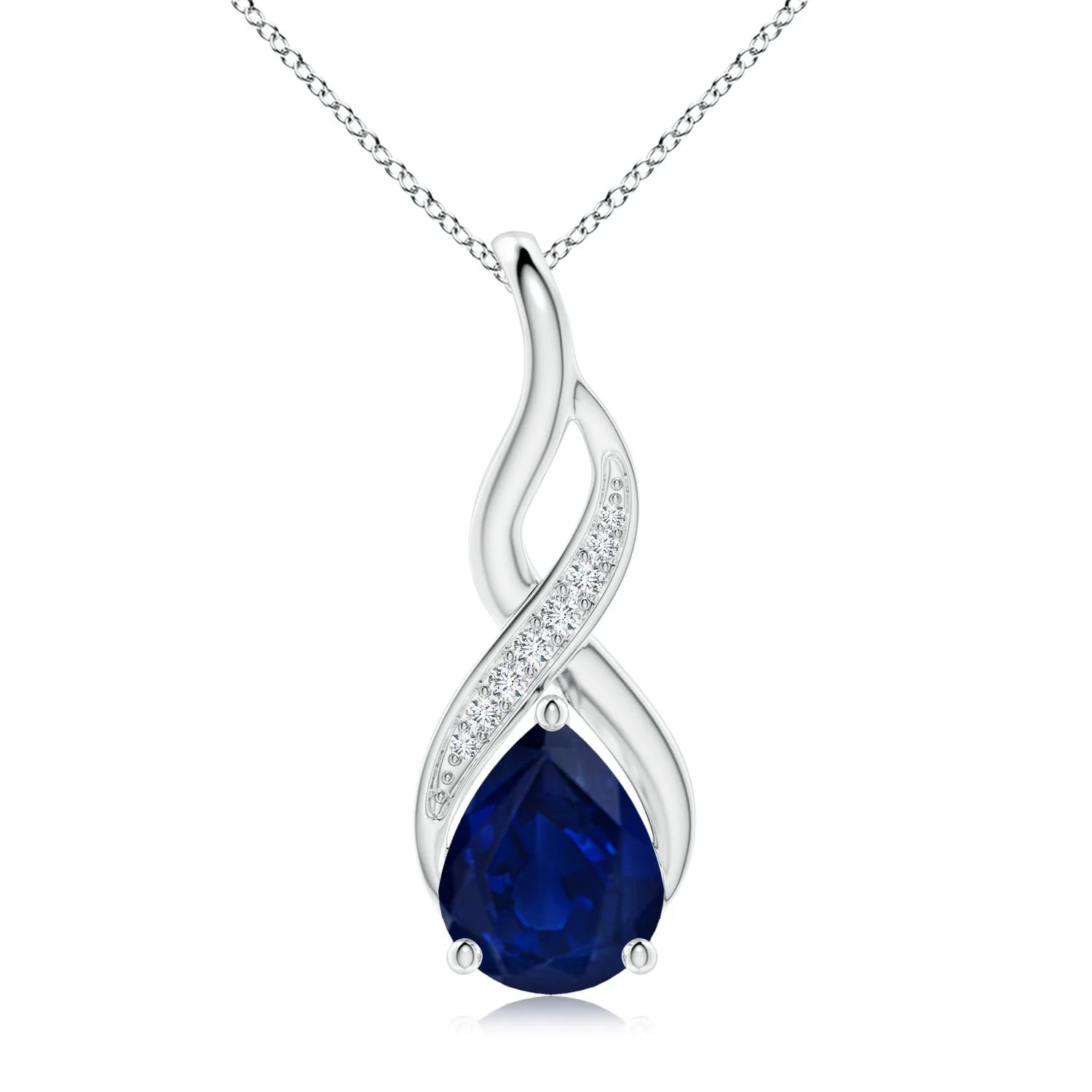 2.2 CTW Solitaire Round Sapphire Infinity Twist Pendant in 14K Rose Gold - Image 5