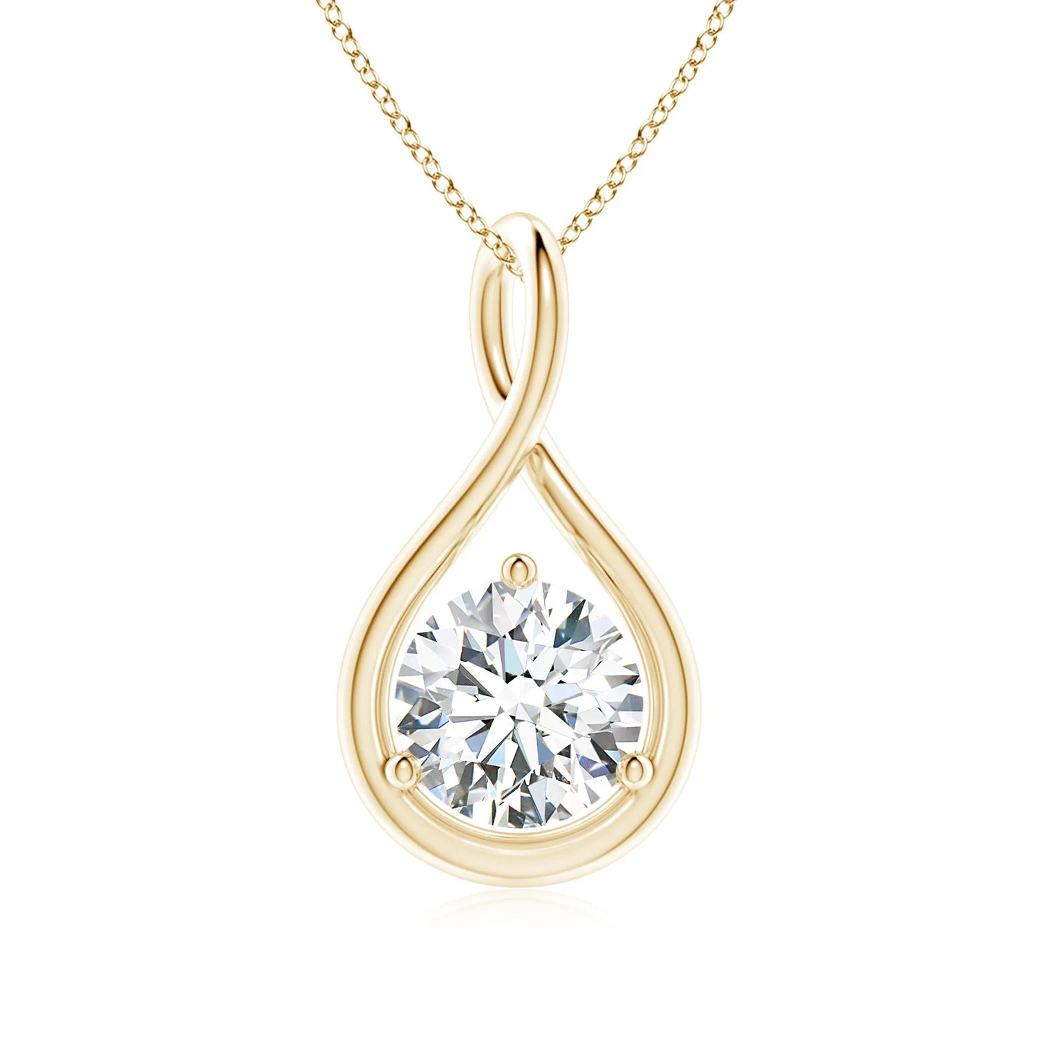 2.2 CTW Solitaire Round Sapphire Infinity Twist Pendant in 14K Rose Gold - Image 8