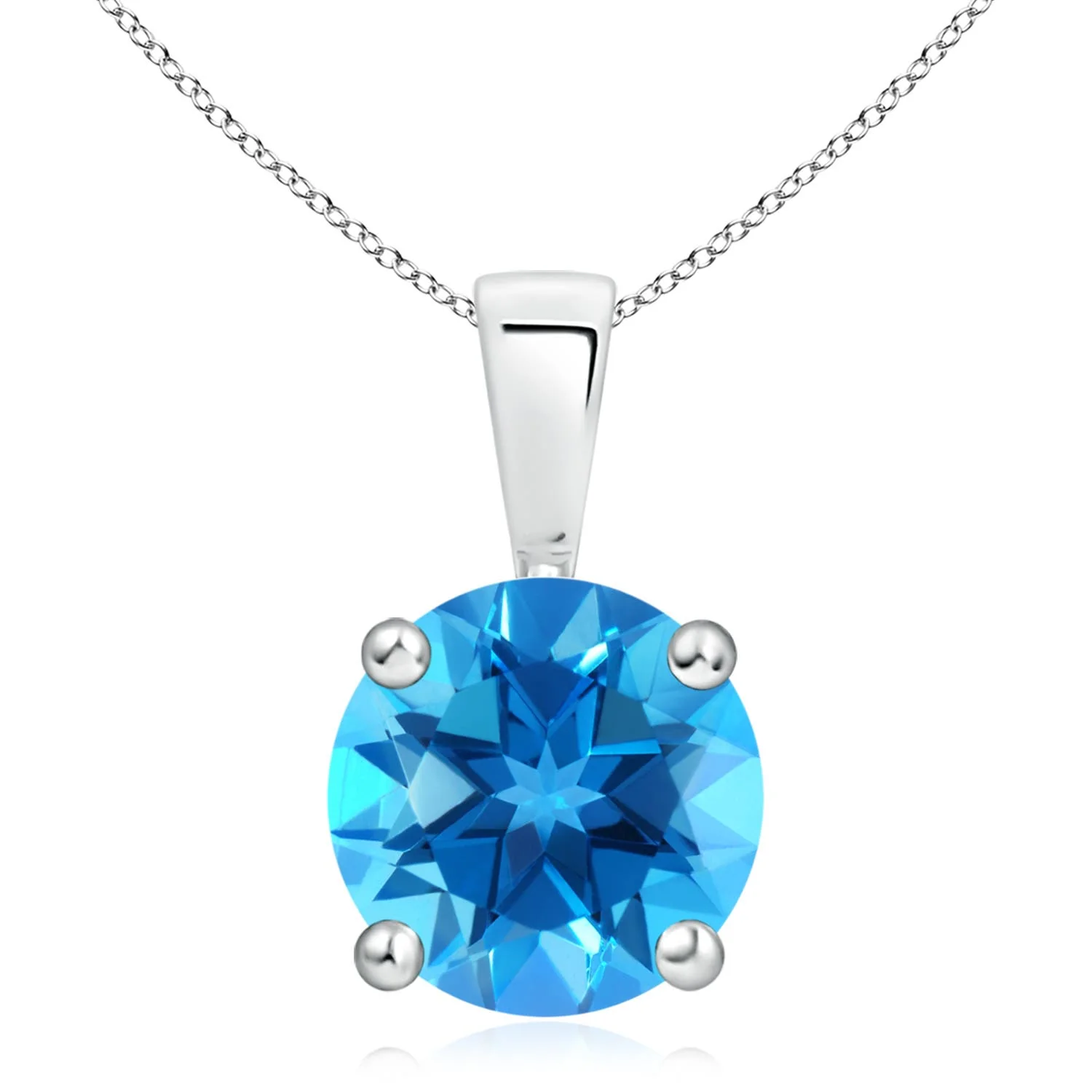 0.6 CTW Solitaire Round Swiss Blue Topaz Infinity Twist Pendant in 18K White Gold - Image 5