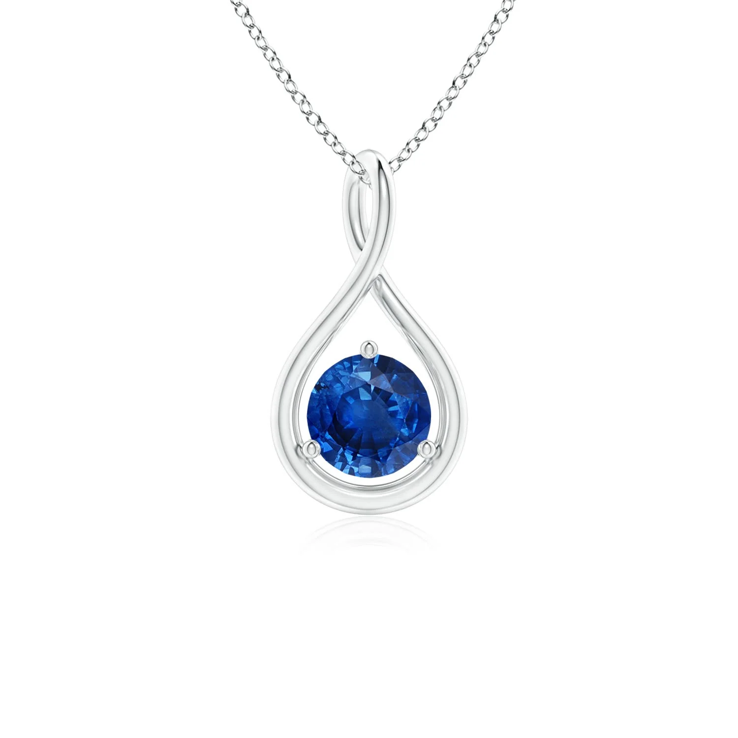 0.5 CTW Solitaire Round Tanzanite Infinity Twist Pendant in Silver - Image 10