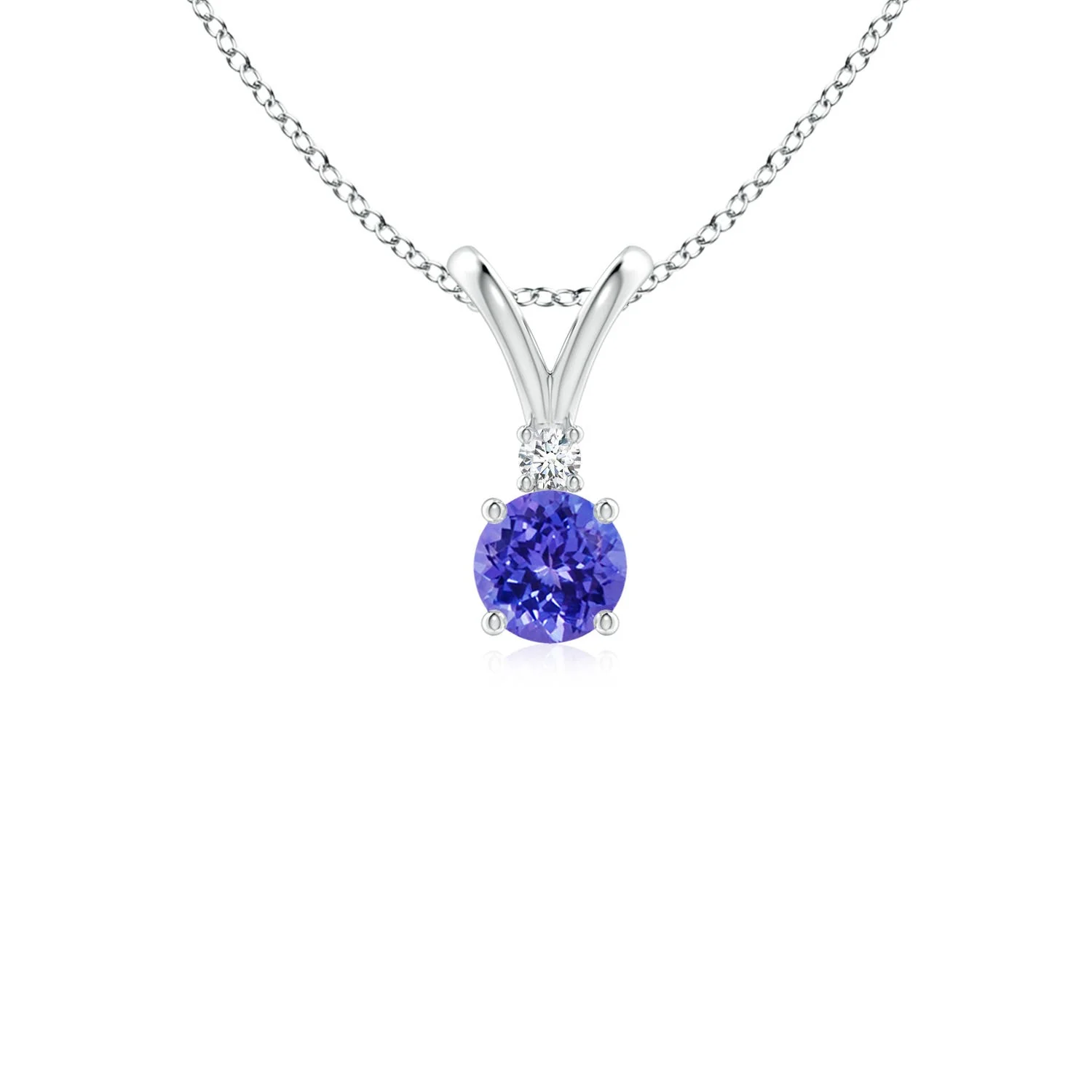 0.5 CTW Solitaire Round Tanzanite Infinity Twist Pendant in Silver - Image 6