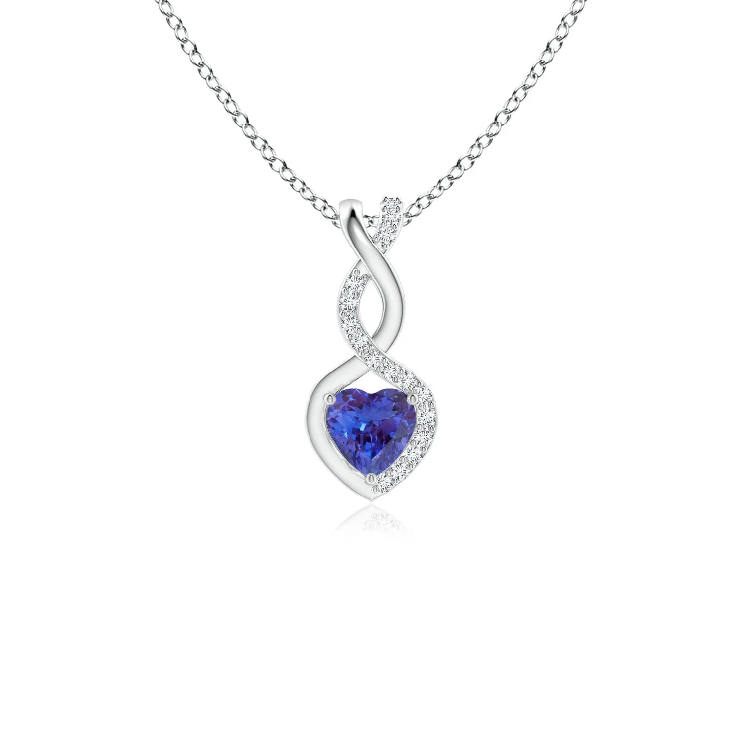 0.5 CTW Solitaire Round Tanzanite Infinity Twist Pendant in Silver - Image 8
