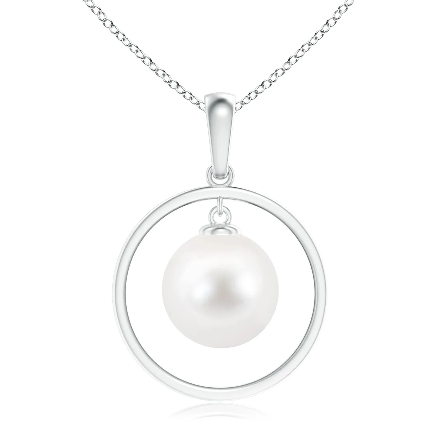 10 MM Freshwater Pearl & Swiss Blue Topaz Lariat Necklace in 18K White Gold - Image 6