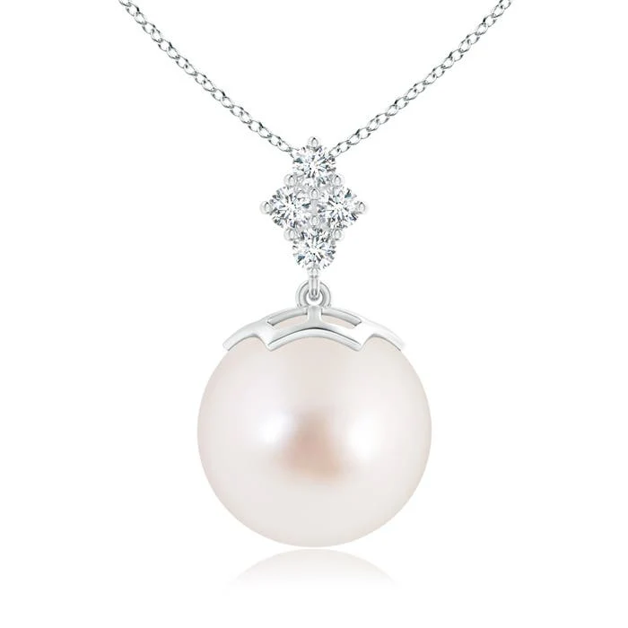 10-10.5 MM 16" South Sea Pearl Station Necklace in 18K White Gold - Image 10