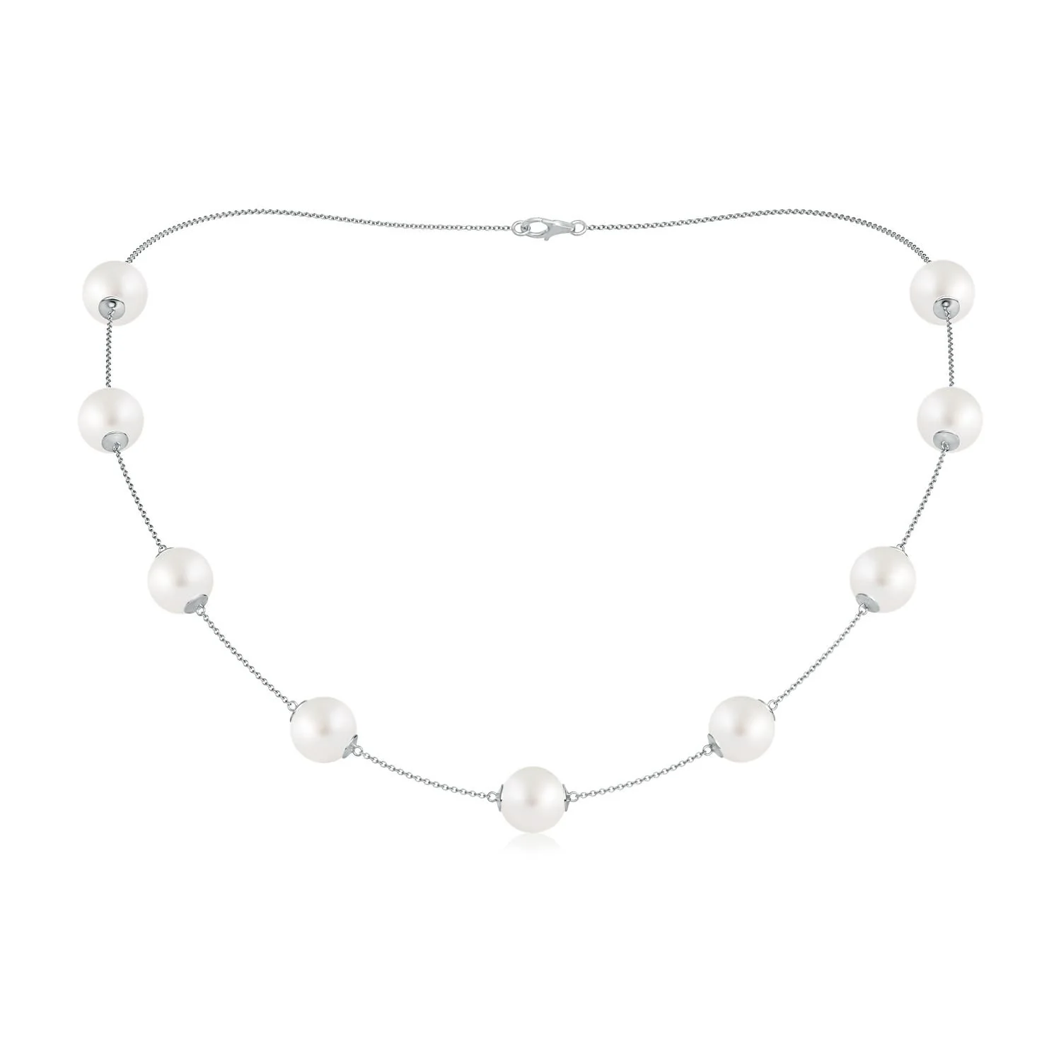 10-10.5 MM 18" South Sea Pearl Station Necklace in 18K White Gold - Image 2