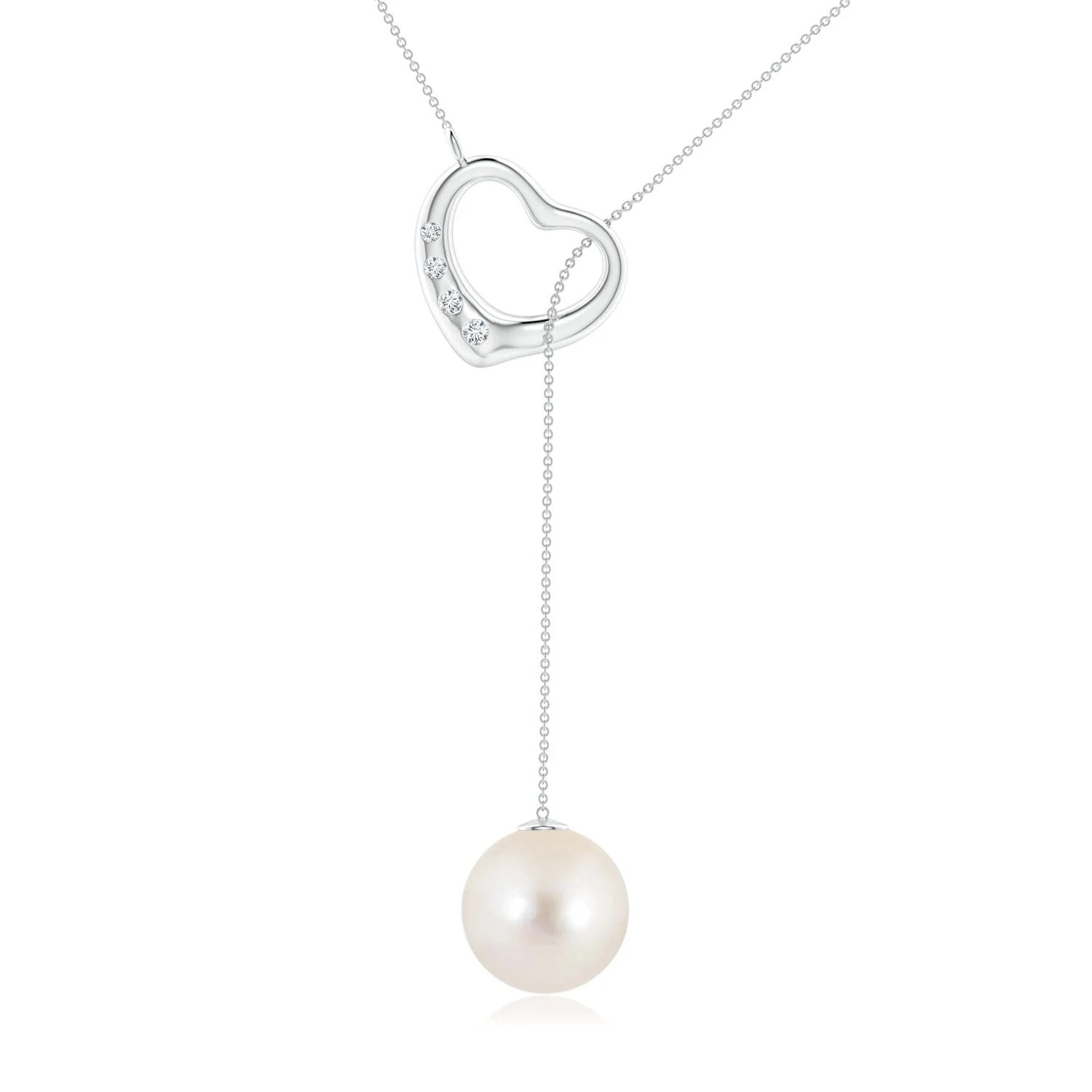 10-10.5 MM 20" Freshwater Pearl Station Necklace in 18K White Gold - Image 10