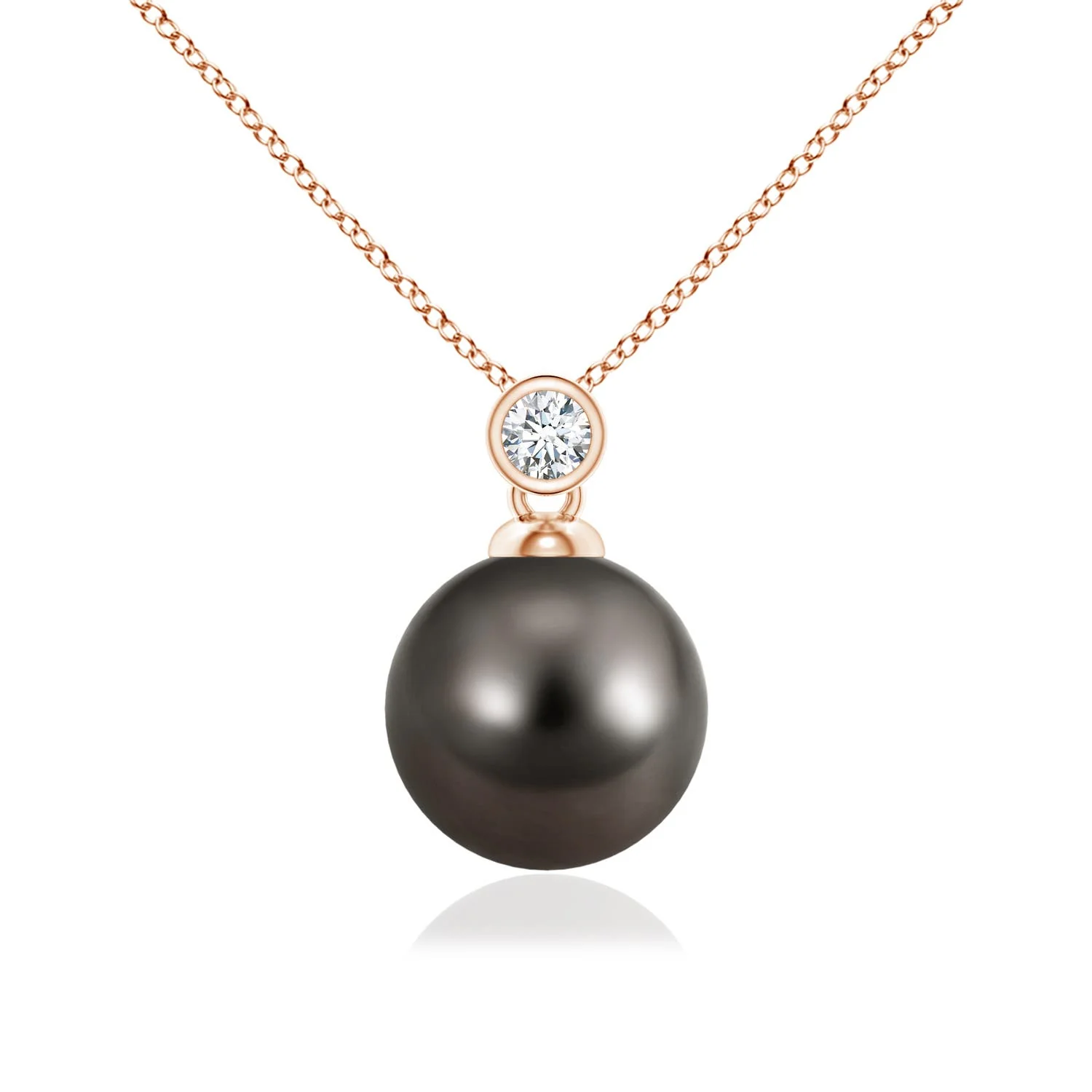 9 MM Tahitian Pearl V-Bale Pendant in 18K Rose Gold - Image 5