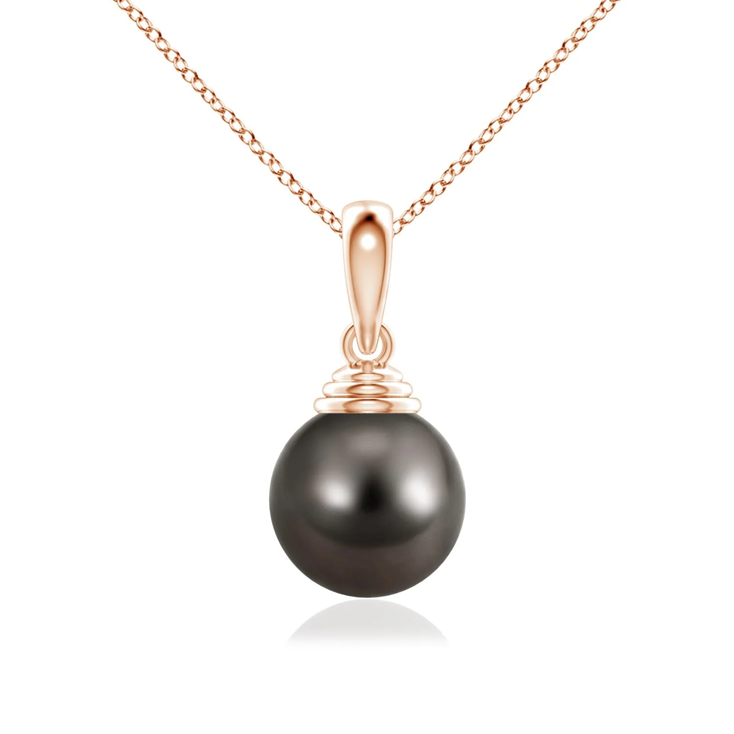 9 MM Tahitian Pearl V-Bale Pendant in 18K Rose Gold - Image 6