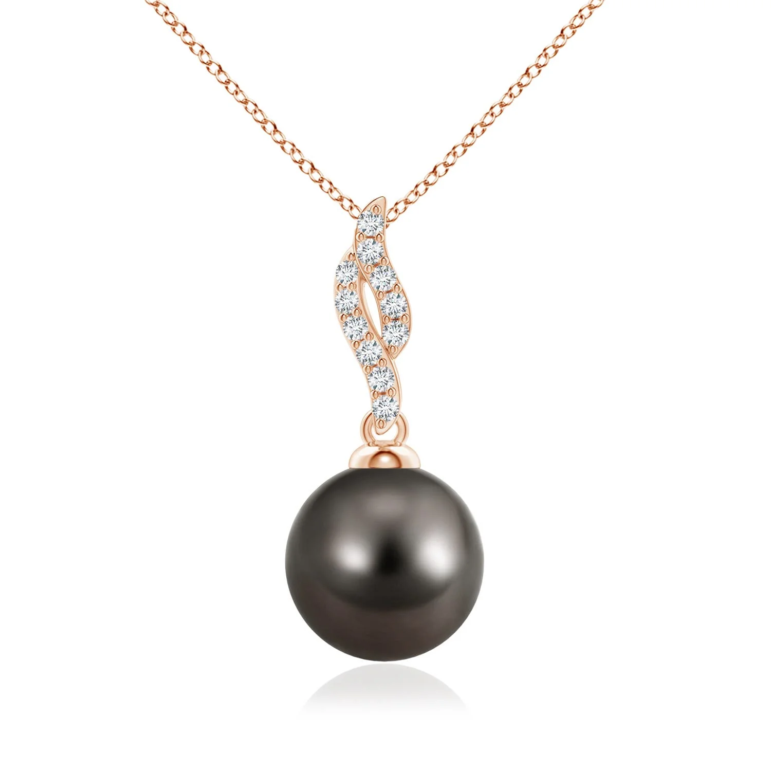 9 MM Tahitian Pearl V-Bale Pendant in 18K Rose Gold - Image 7
