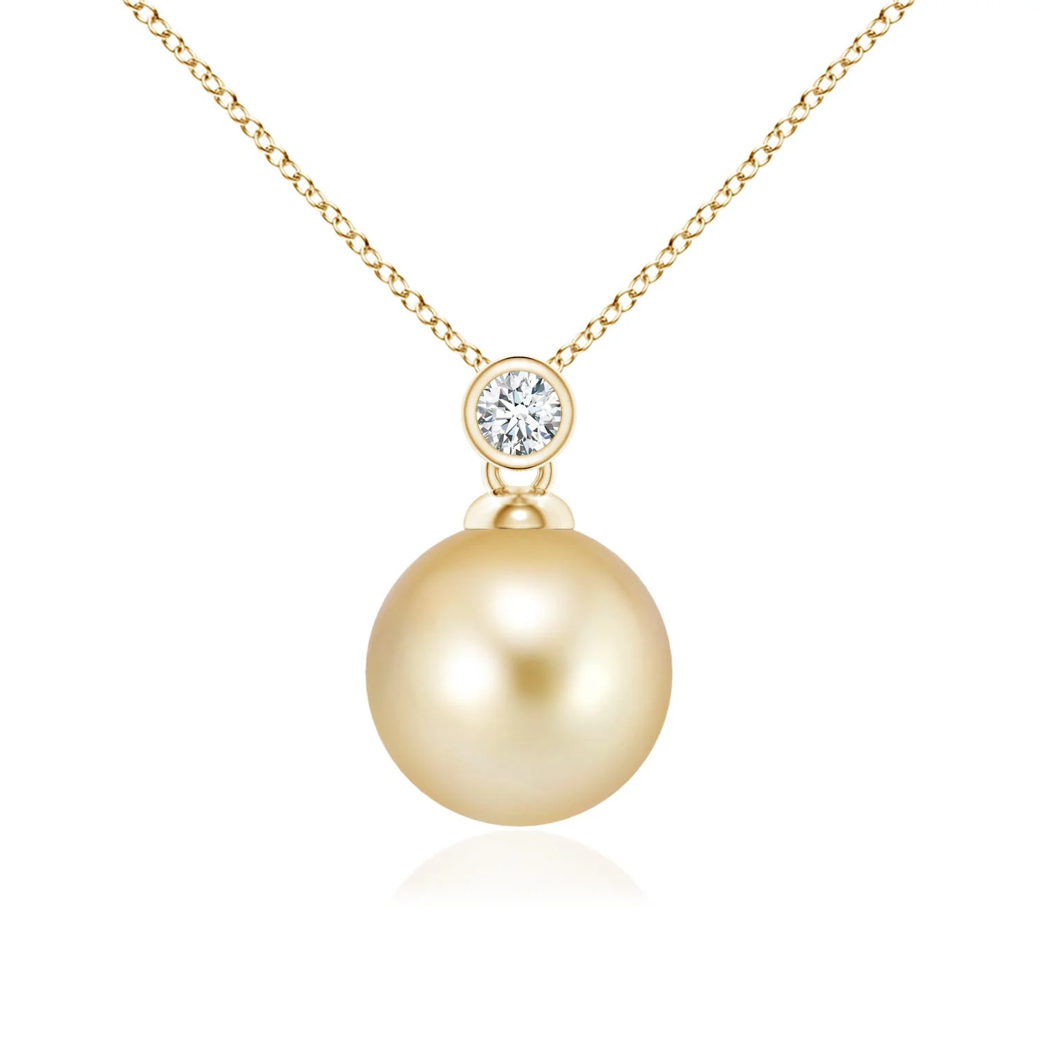 9 MM Golden South Sea Pearl Ornate Bale Pendant in 18K Rose Gold - Image 7
