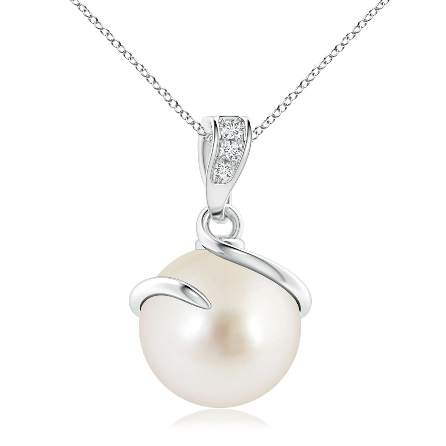8 MM Solitaire South Sea Pearl Cradle Pendant in 14K Yellow Gold - Image 10