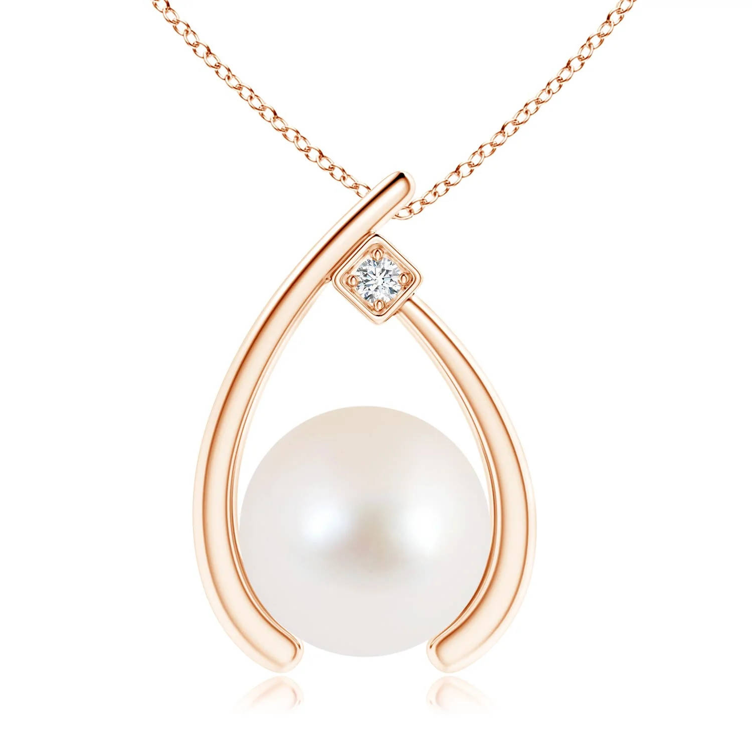 9 MM Rope-Framed Freshwater Pearl Pendant in 18K Rose Gold - Image 8