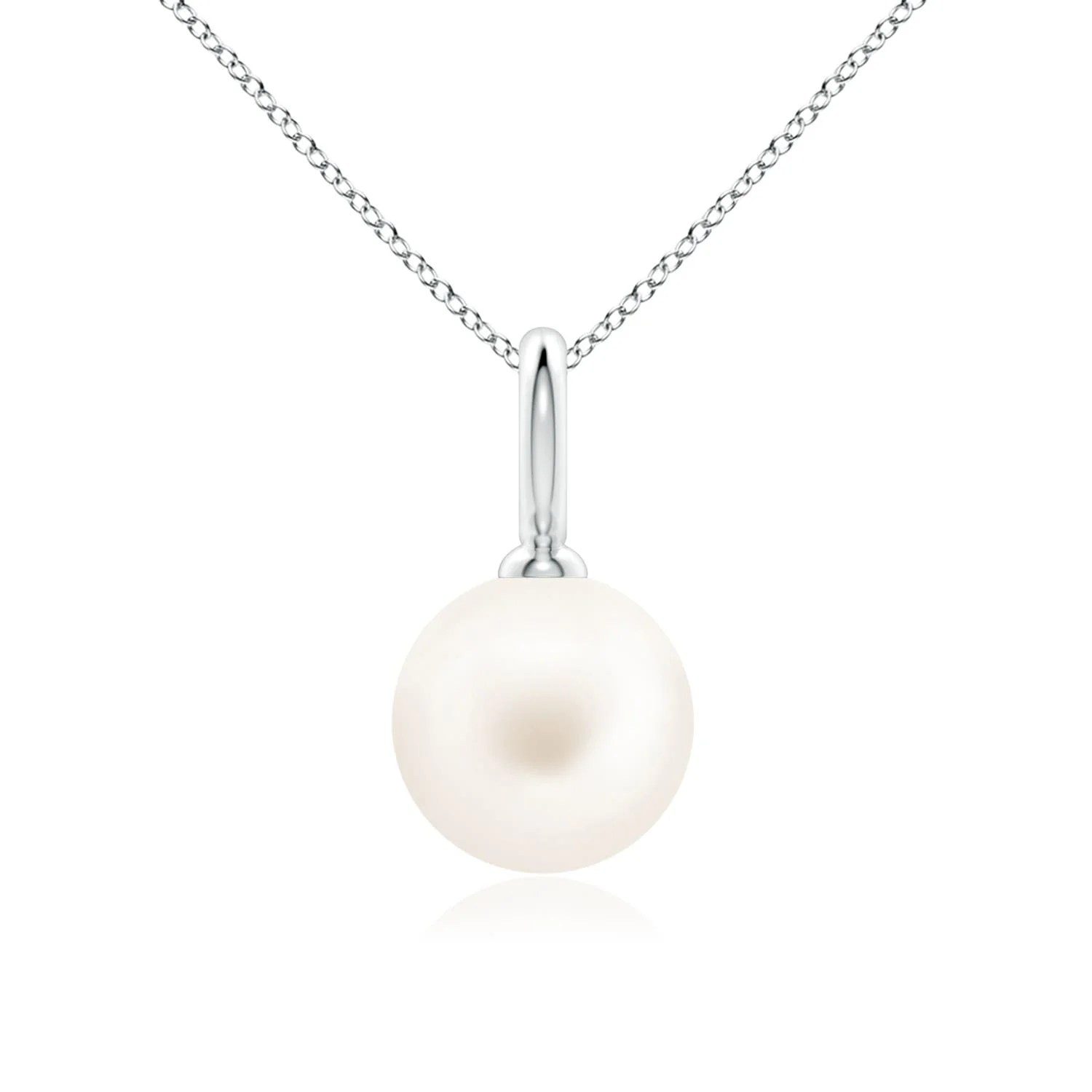 10 MM Freshwater Pearl Solitaire V-Bale Pendant in 18K White Gold - Image 4