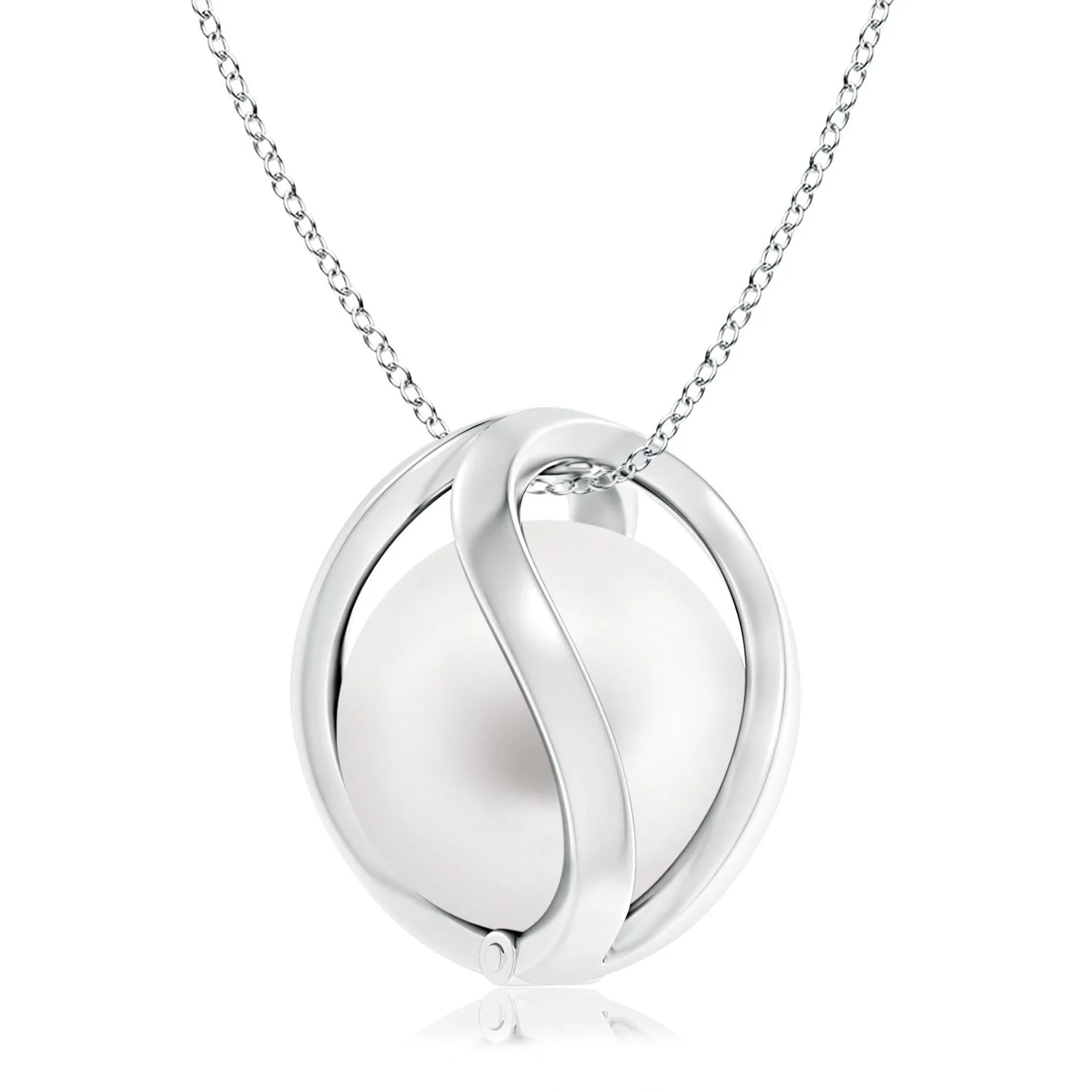 10 MM Freshwater Pearl Solitaire V-Bale Pendant in 18K White Gold - Image 6