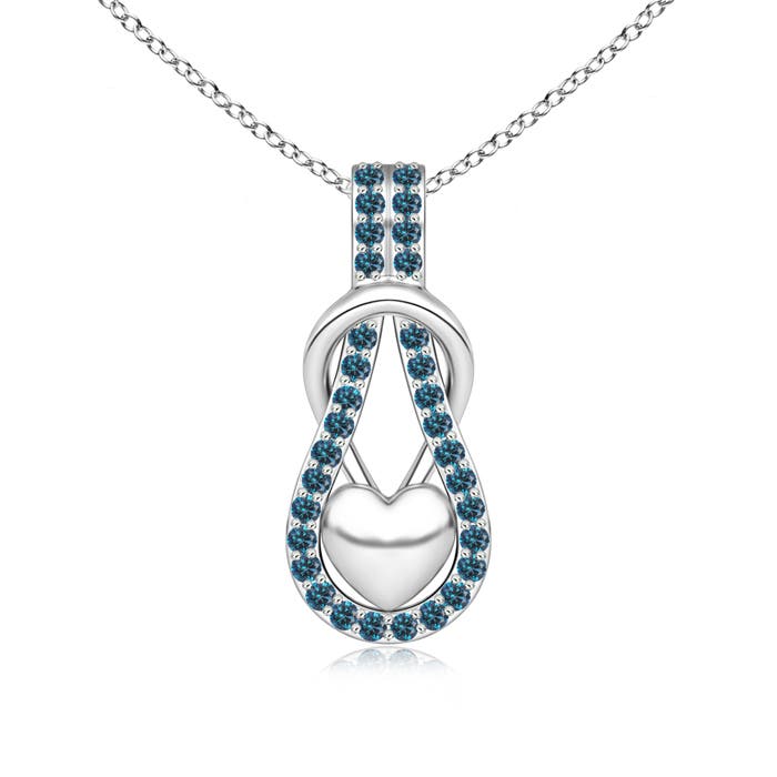 0.39 CTW Enhanced Blue Diamond Floral Fashion Necklace in 14K Yellow Gold