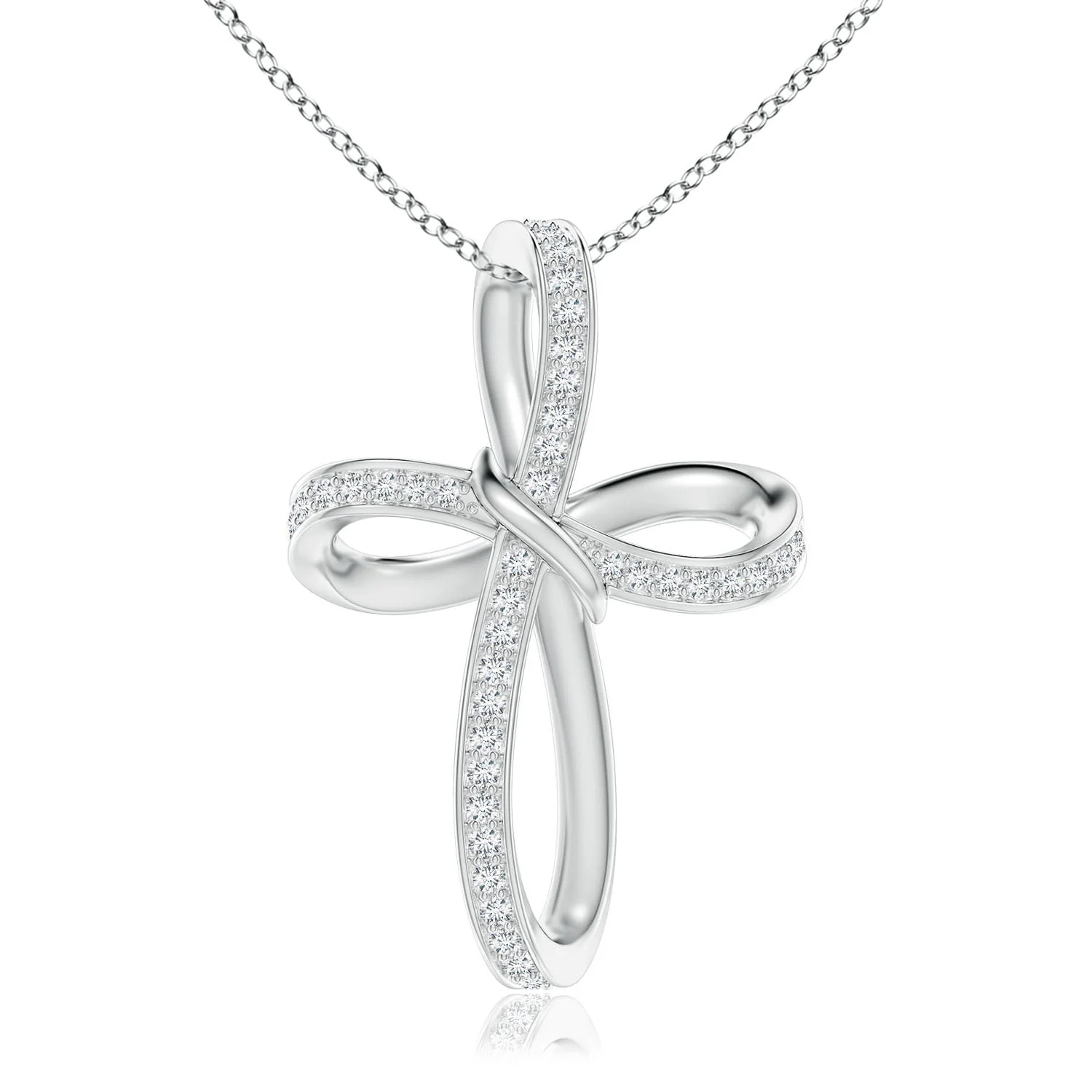 1.0 CTW Classic Shared Prong-Set Diamond Cross Pendant in 14K Yellow Gold