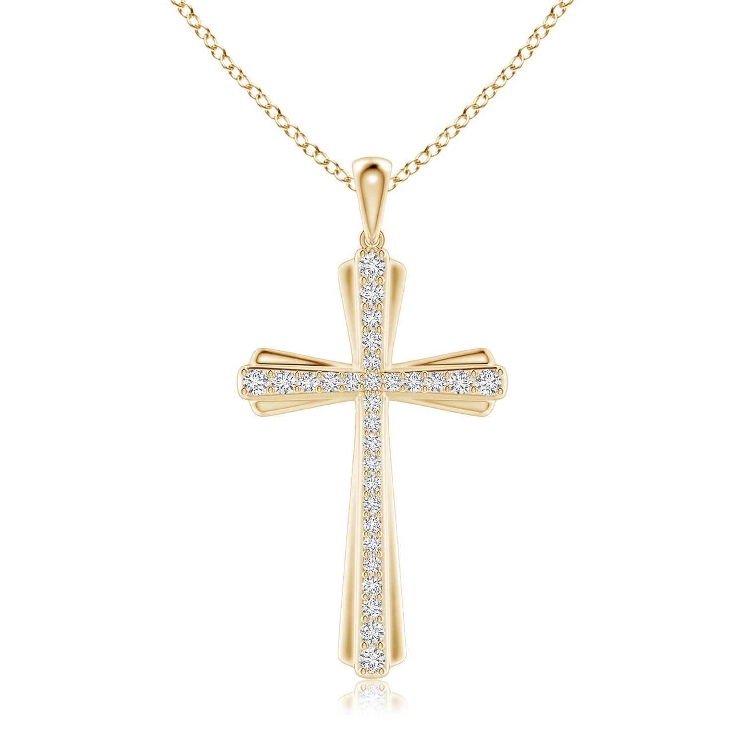 1.0 CTW Classic Shared Prong-Set Diamond Cross Pendant in 14K Yellow Gold - Image 6