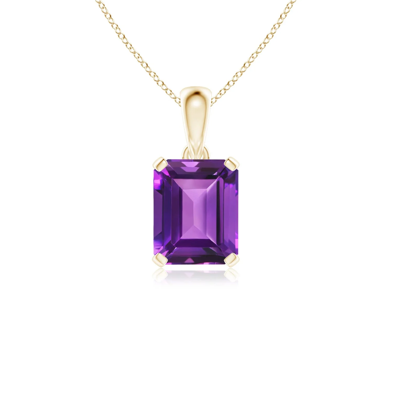 9.6 CTW Prong-Set Emerald-Cut Citrine Solitaire Pendant in 14K Yellow Gold - Image 5