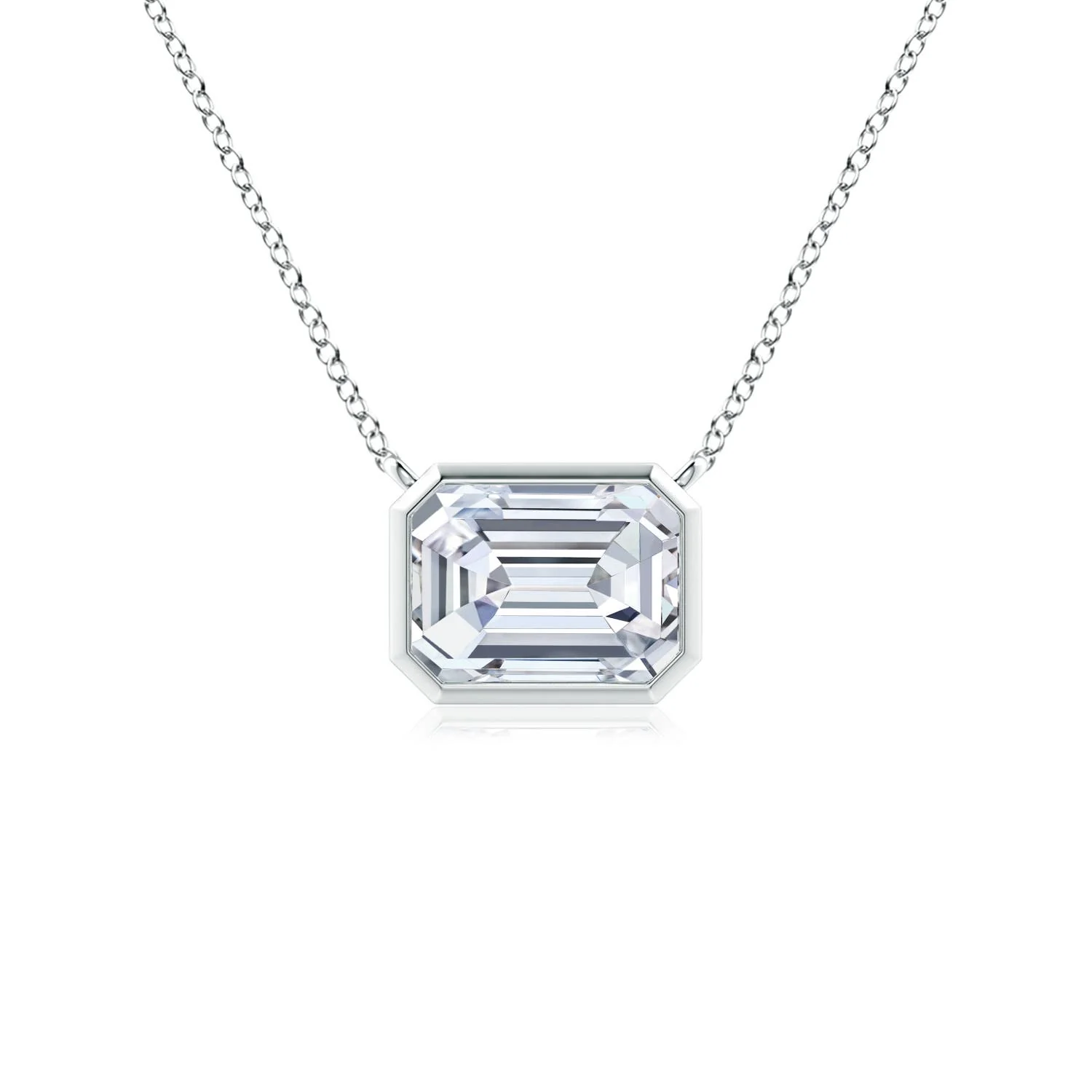 1.17 CTW East-West Bezel-Set Emerald-Cut Fancy Intense Blue Diamond Pendant in 18K Yellow Gold - Image 3