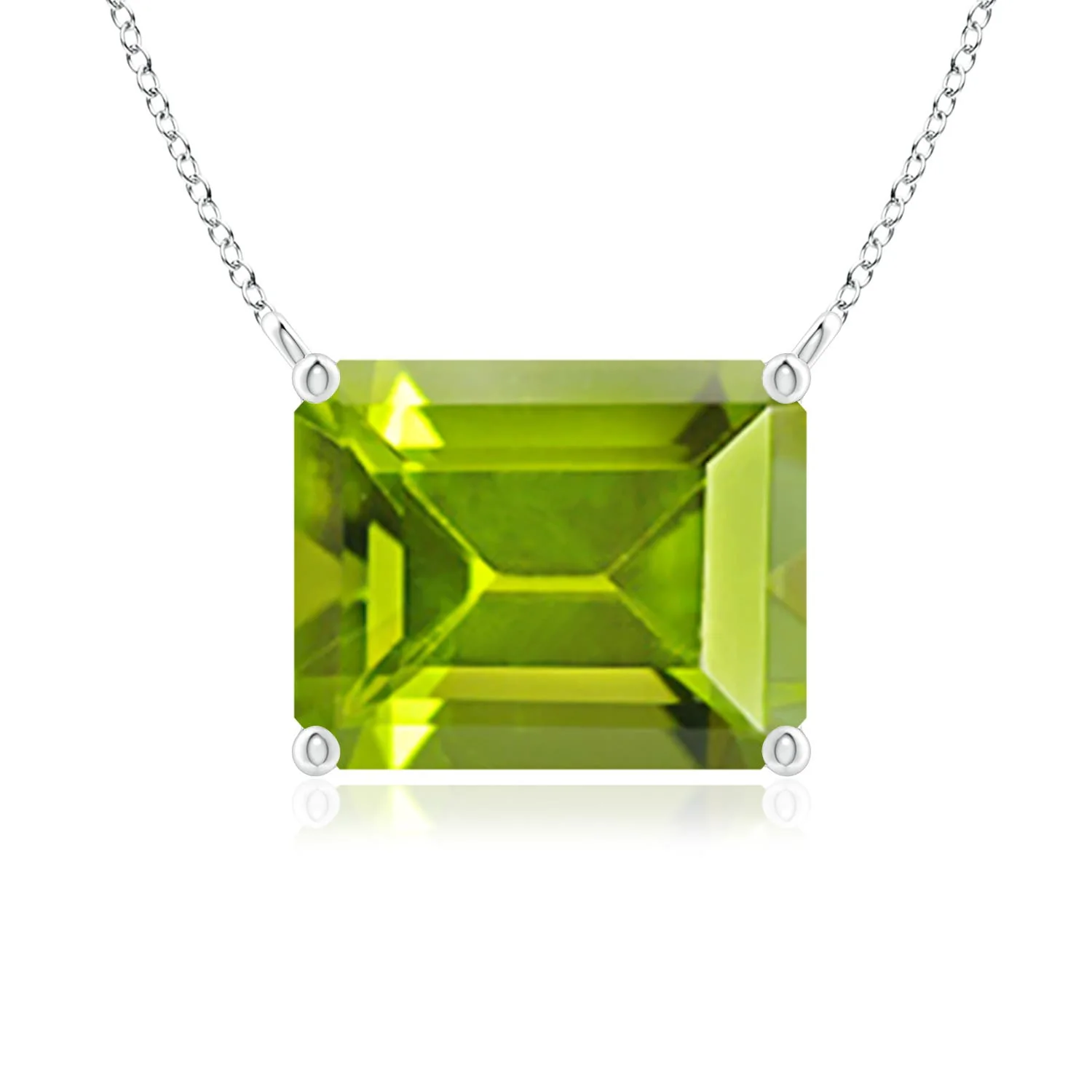 2.85 CTW East-West Emerald-Cut Emerald Solitaire Pendant in 18K Rose Gold - Image 3