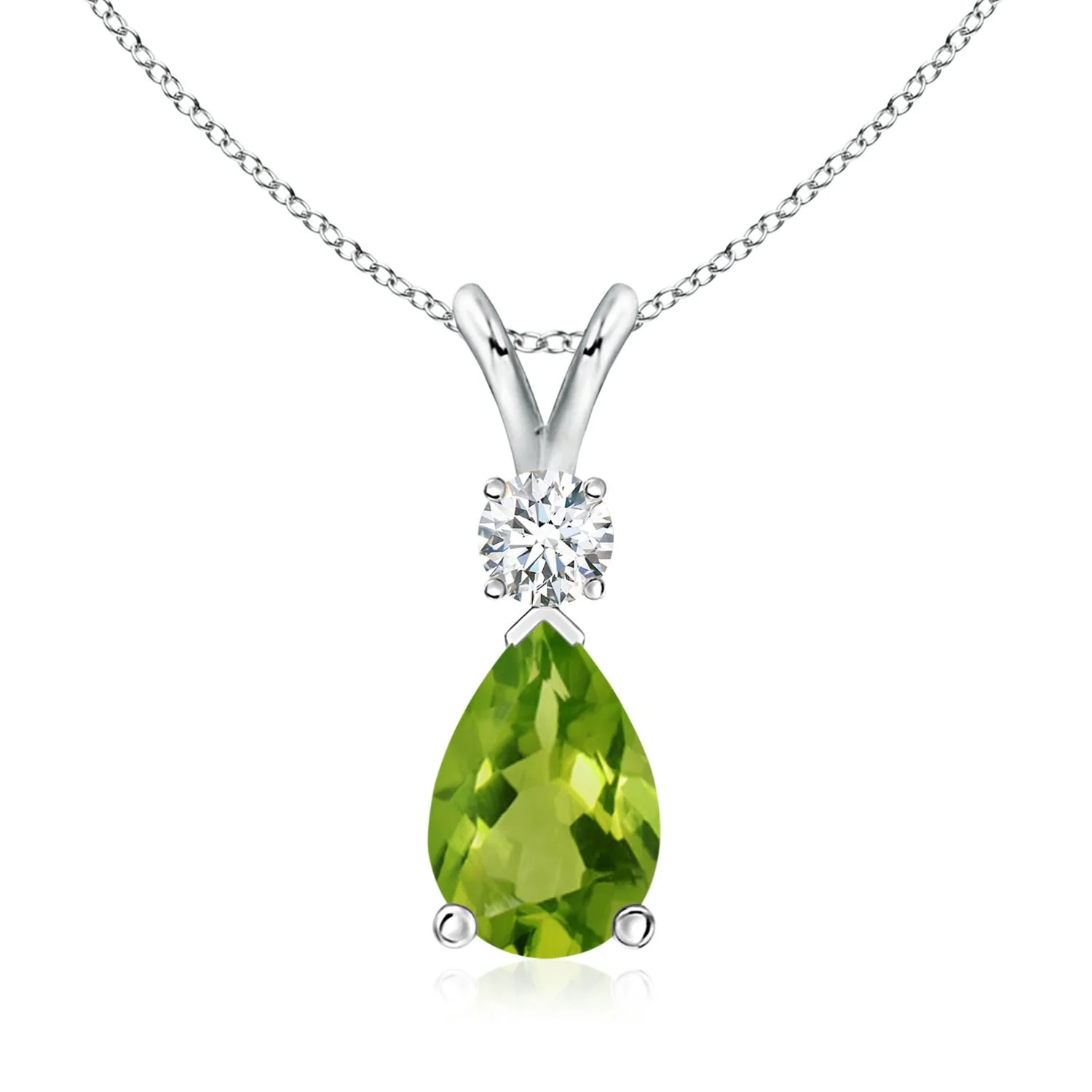 3.3 CTW East-West Emerald-Cut Peridot Solitaire Pendant in Platinum - Image 5