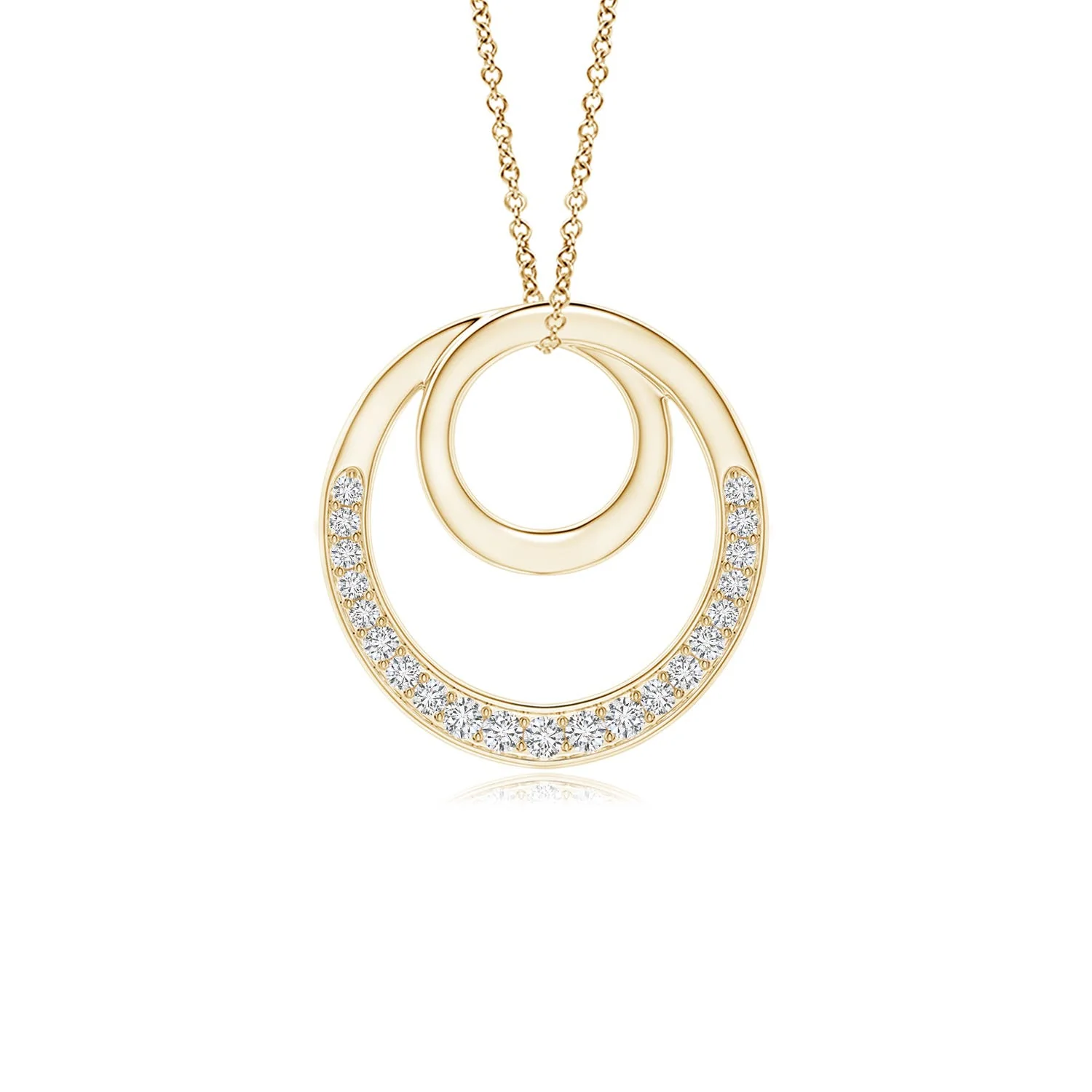 0.34 CTW Prong-Set Round Diamond Horizontal Infinity Graduated Journey Pendant in 18K Yellow Gold - Image 7