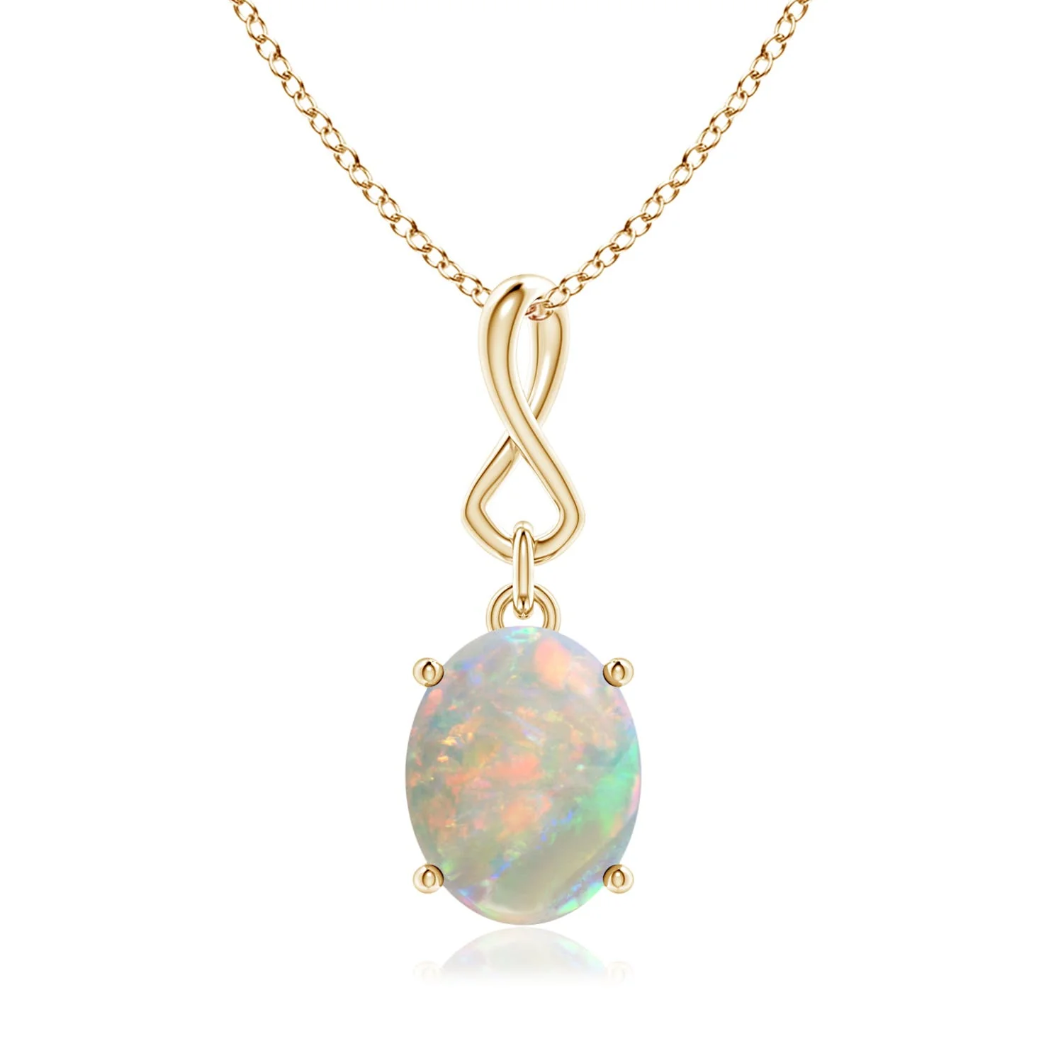 0.55 CTW Oval Opal Braided Pendant with Diamond Accents in 18K Yellow Gold - Image 6