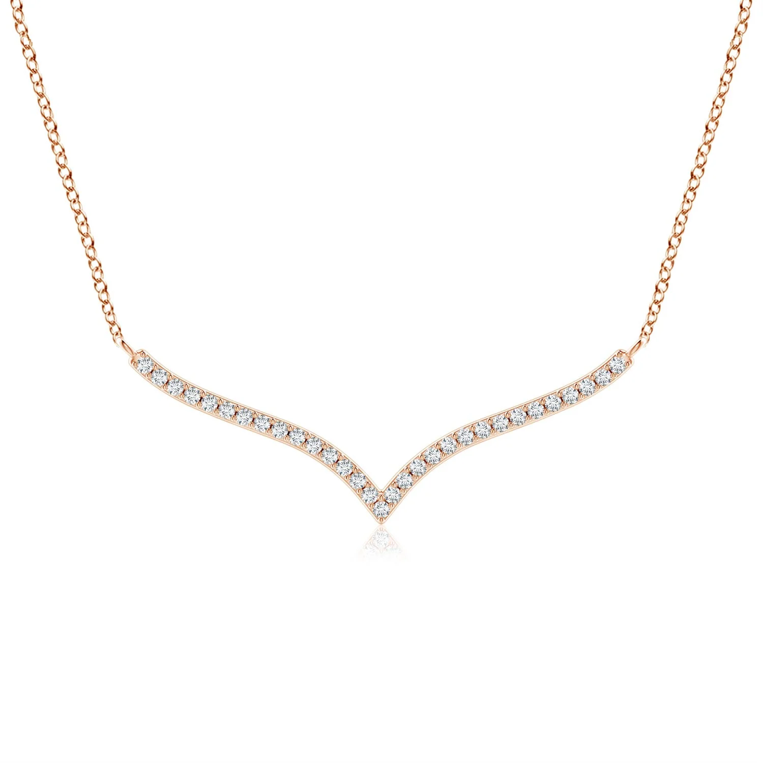 0.37 CTW Prong-Set Diamond Curved Necklace in 14K Rose Gold - Image 5